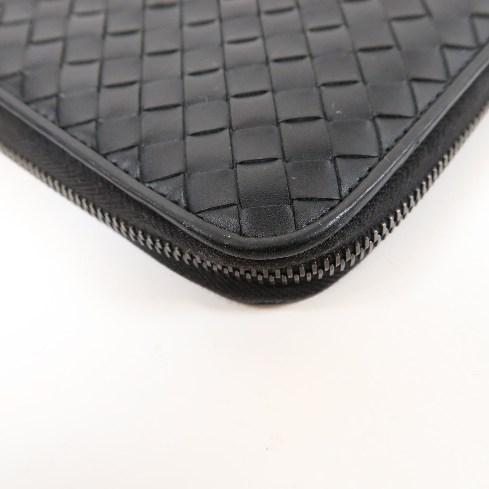 BOTTEGA VENETA 【激減優惠】織紋牛皮皮革Long Wallet銀扣長錢包黑色