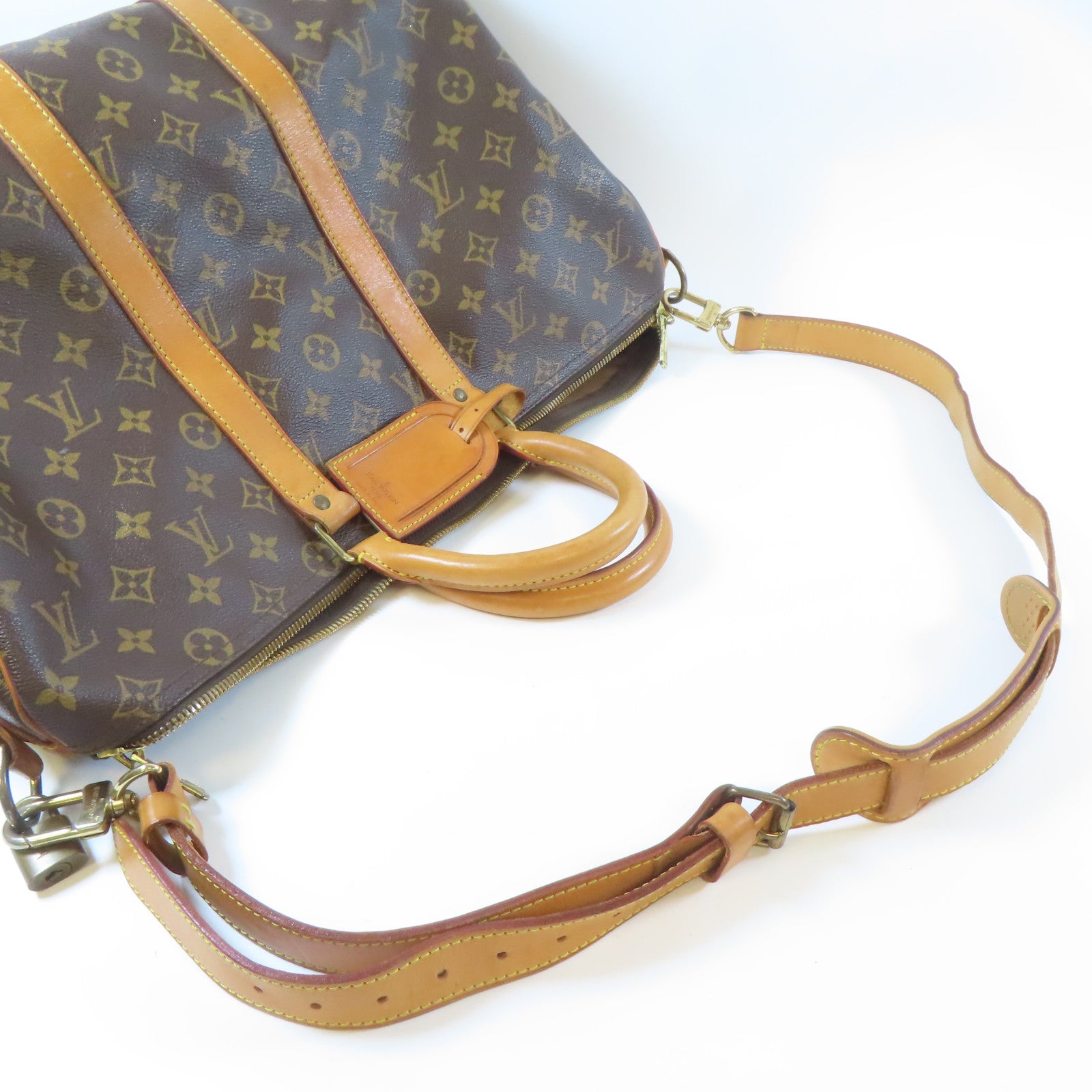LOUIS VUITTON Monogram Keepall 45 Bandouliere金扣波士頓包啡色