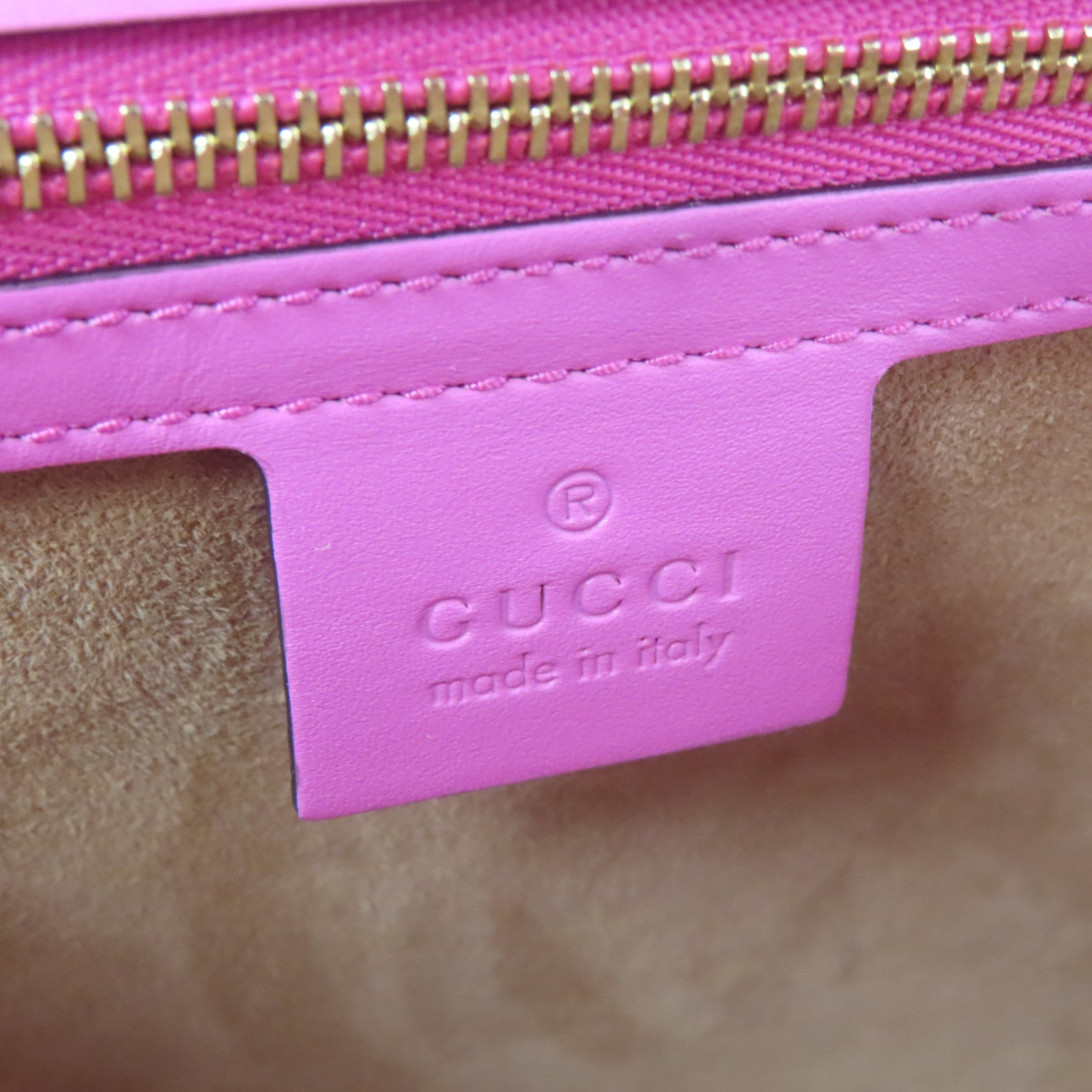 GUCCI 牛皮皮革Sylvie Medium金扣手挽肩背兩用袋粉紅色