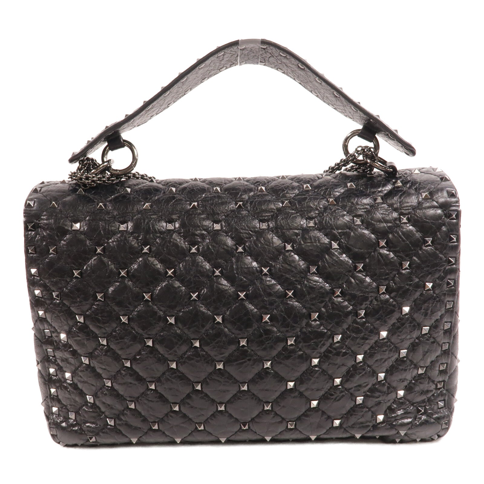 Valentino 皮革Rockstud Spike Chain Shoulder手挽肩背兩用袋