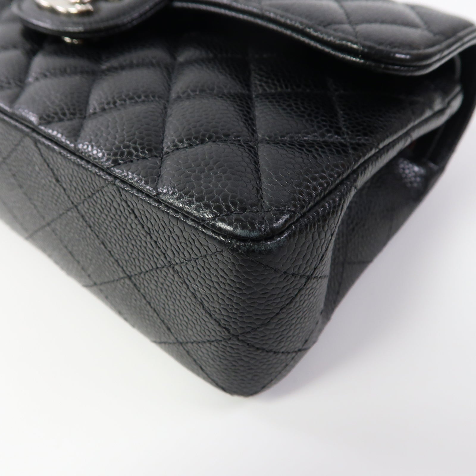 CHANEL 菱格牛皮皮革Classic 23銀扣鏈帶肩背袋黑色