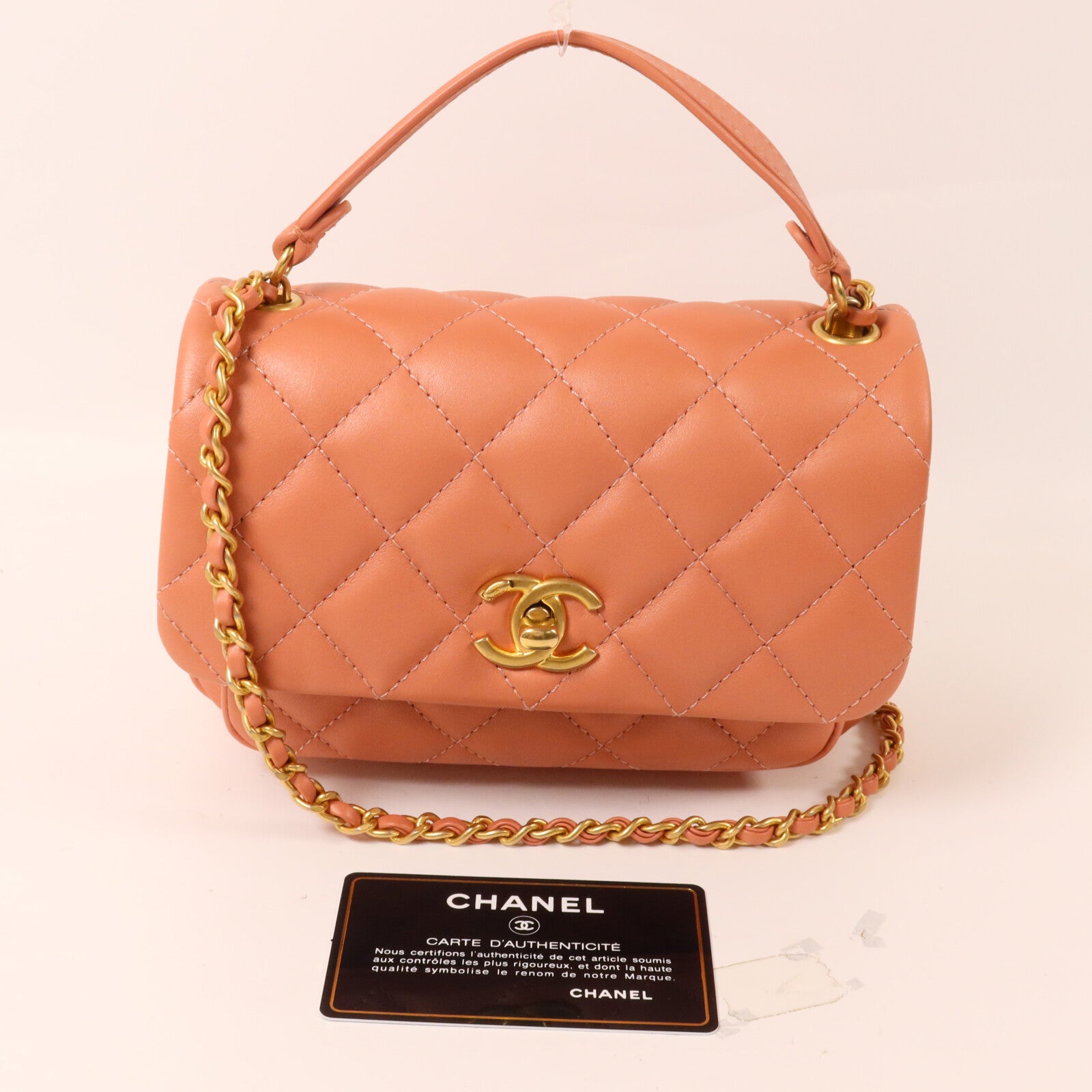CHANEL 牛皮皮革Chain Shoulder鏈帶手挽肩背兩用袋