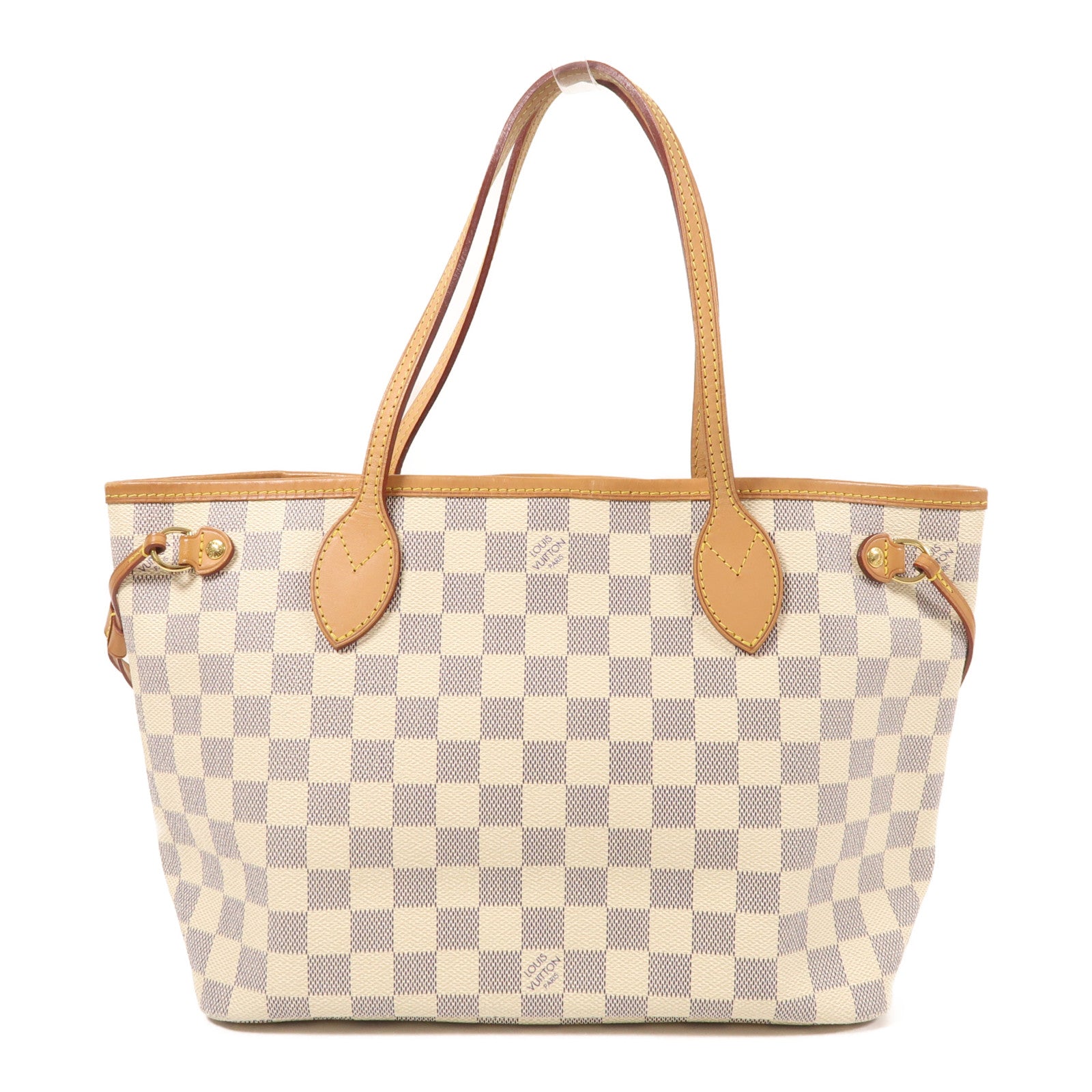 LOUIS VUITTON Damier Azur Neverfull PM金扣手挽袋