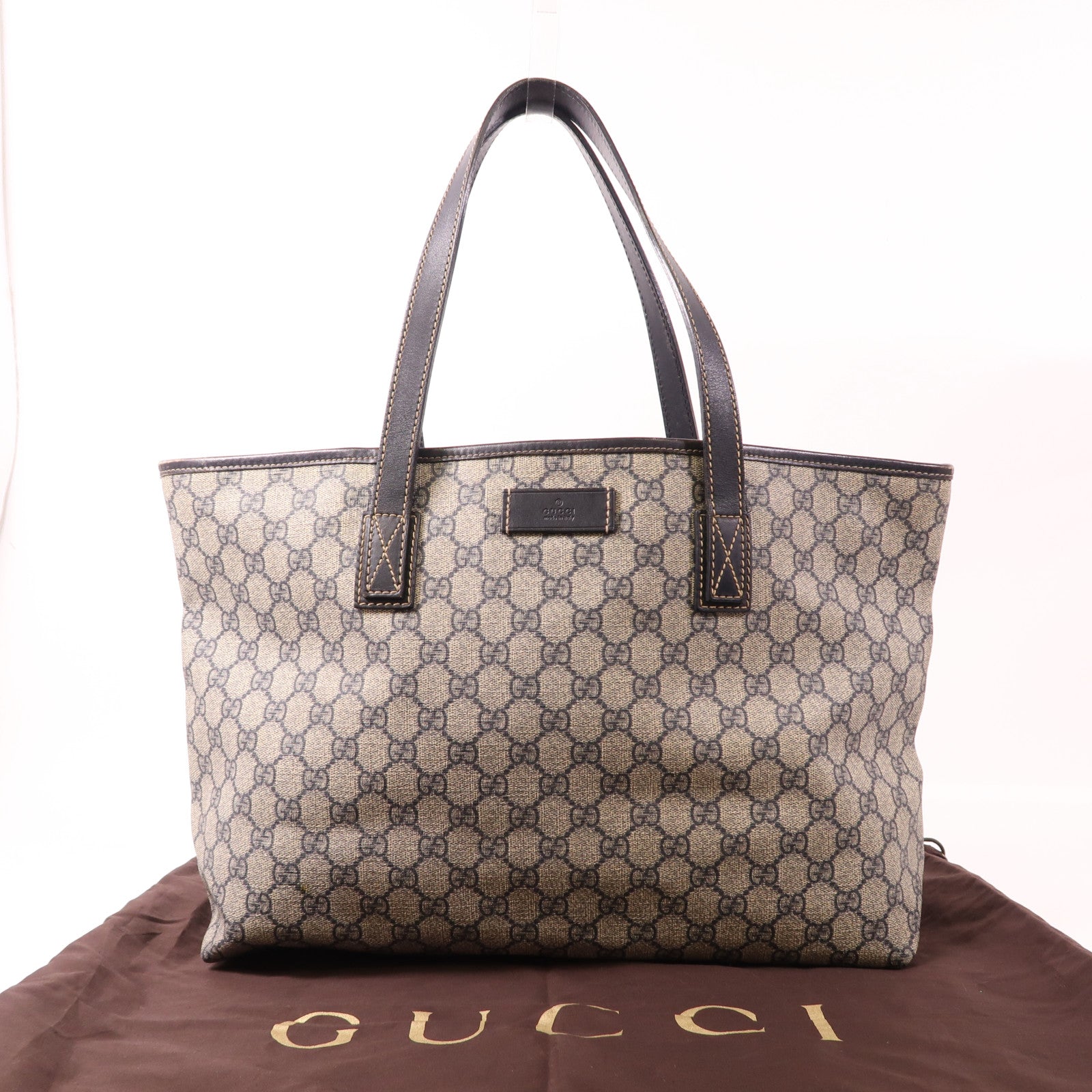 GUCCI 塗層帆布Shoulder Tote銀扣肩背袋/手挽袋