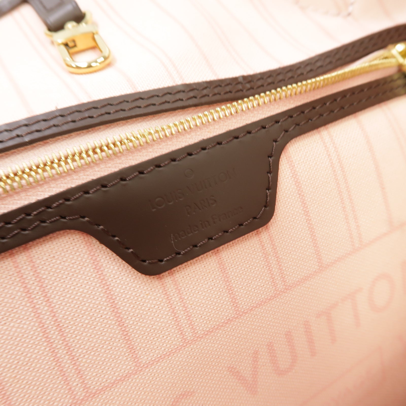 LOUIS VUITTON Damier Neverfull MM金扣手挽袋啡色