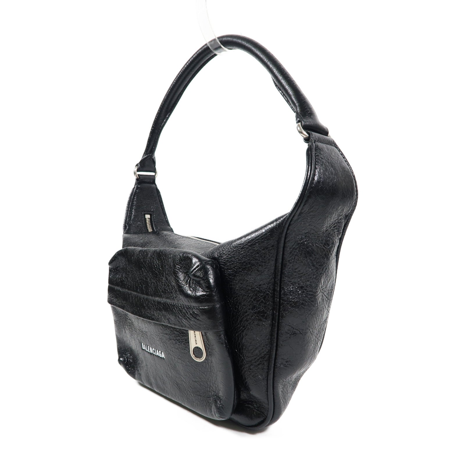 BALENCIAGA 【激減優惠】羊皮皮革Shoulder Bag銀扣肩背袋黑色