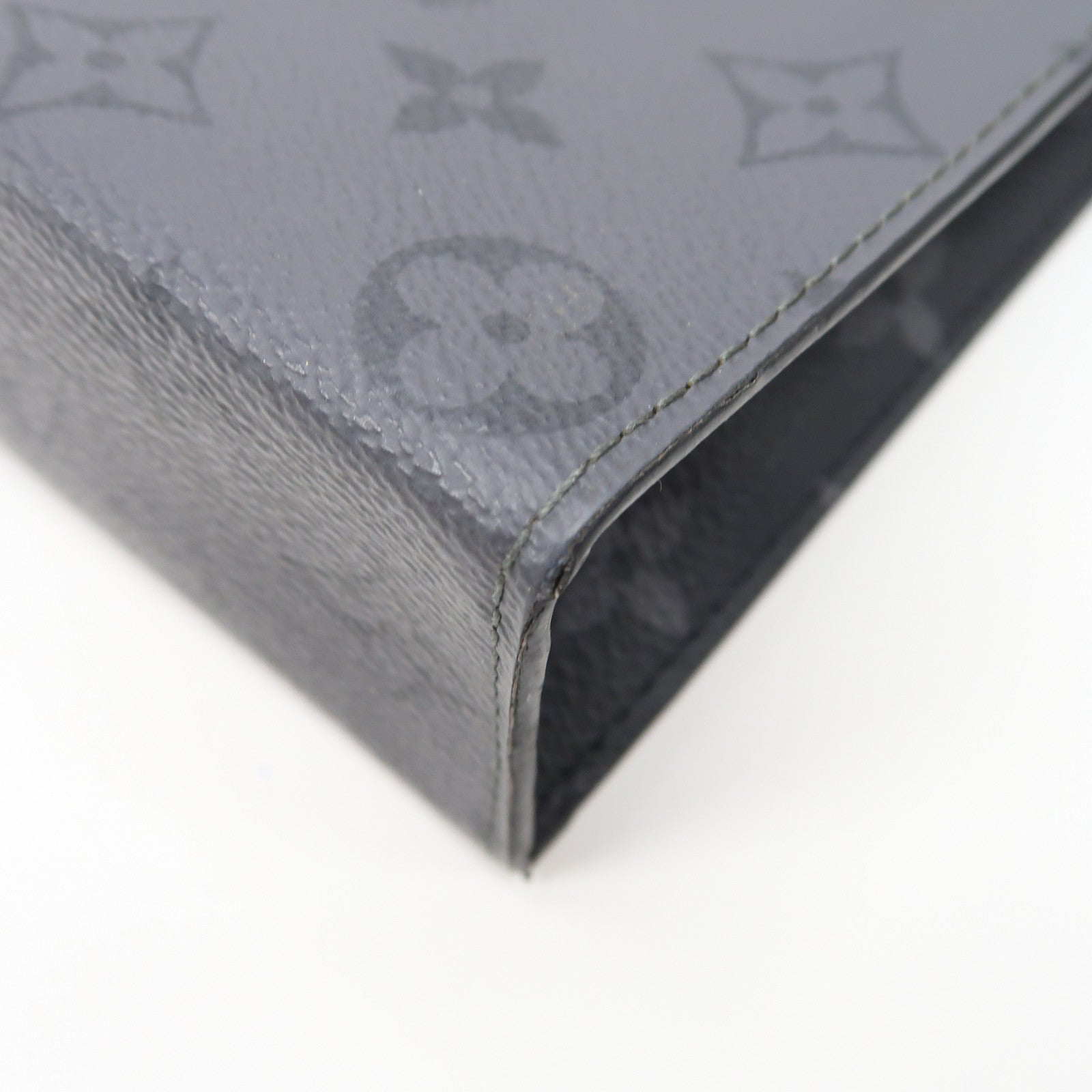 LOUIS VUITTON 【激減優惠】Monogram Pochette Voyage MM銀扣手拿包灰色/黑色