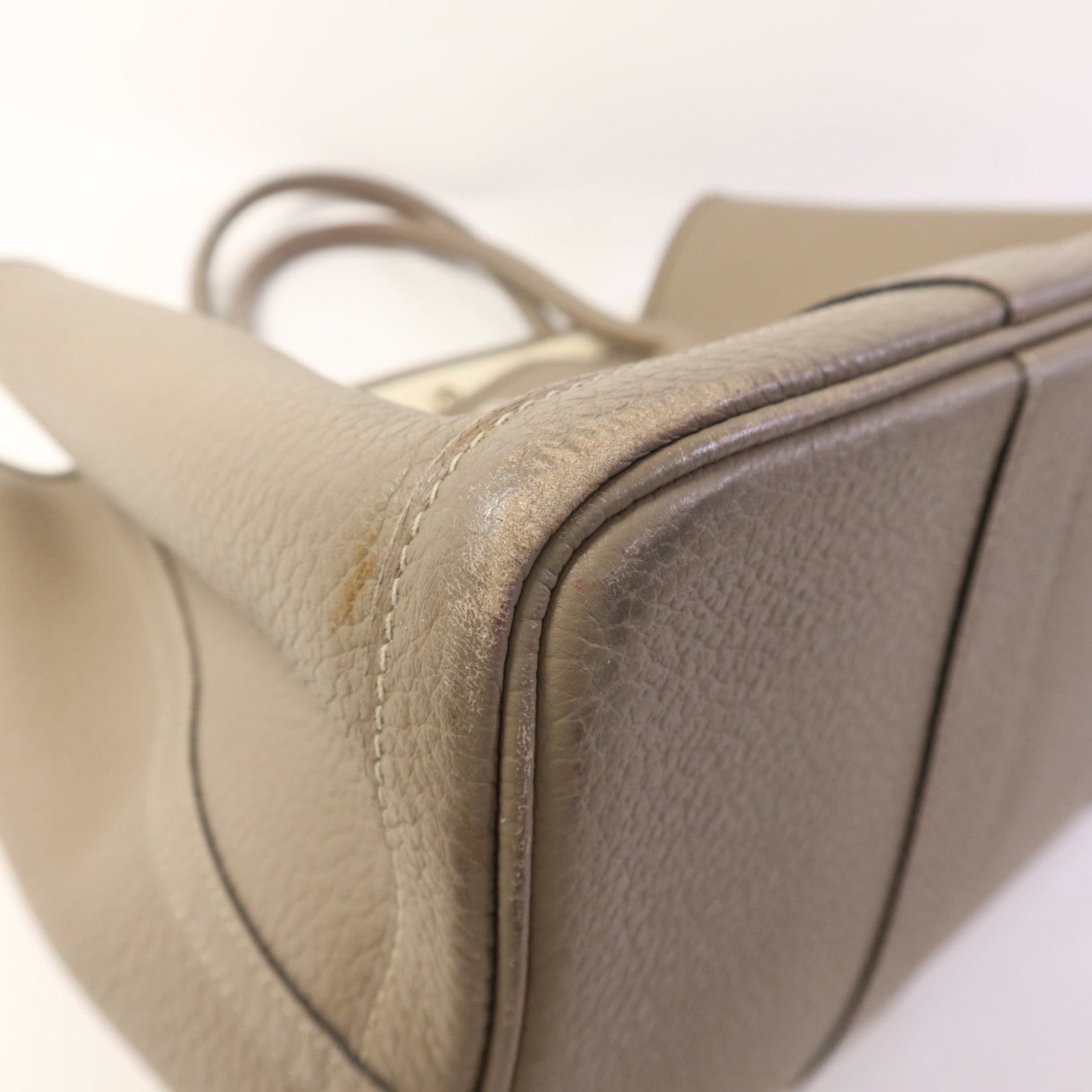 HERMES 【激減優惠】Country皮革Garden Party PM銀扣手挽袋Gris Asphalt