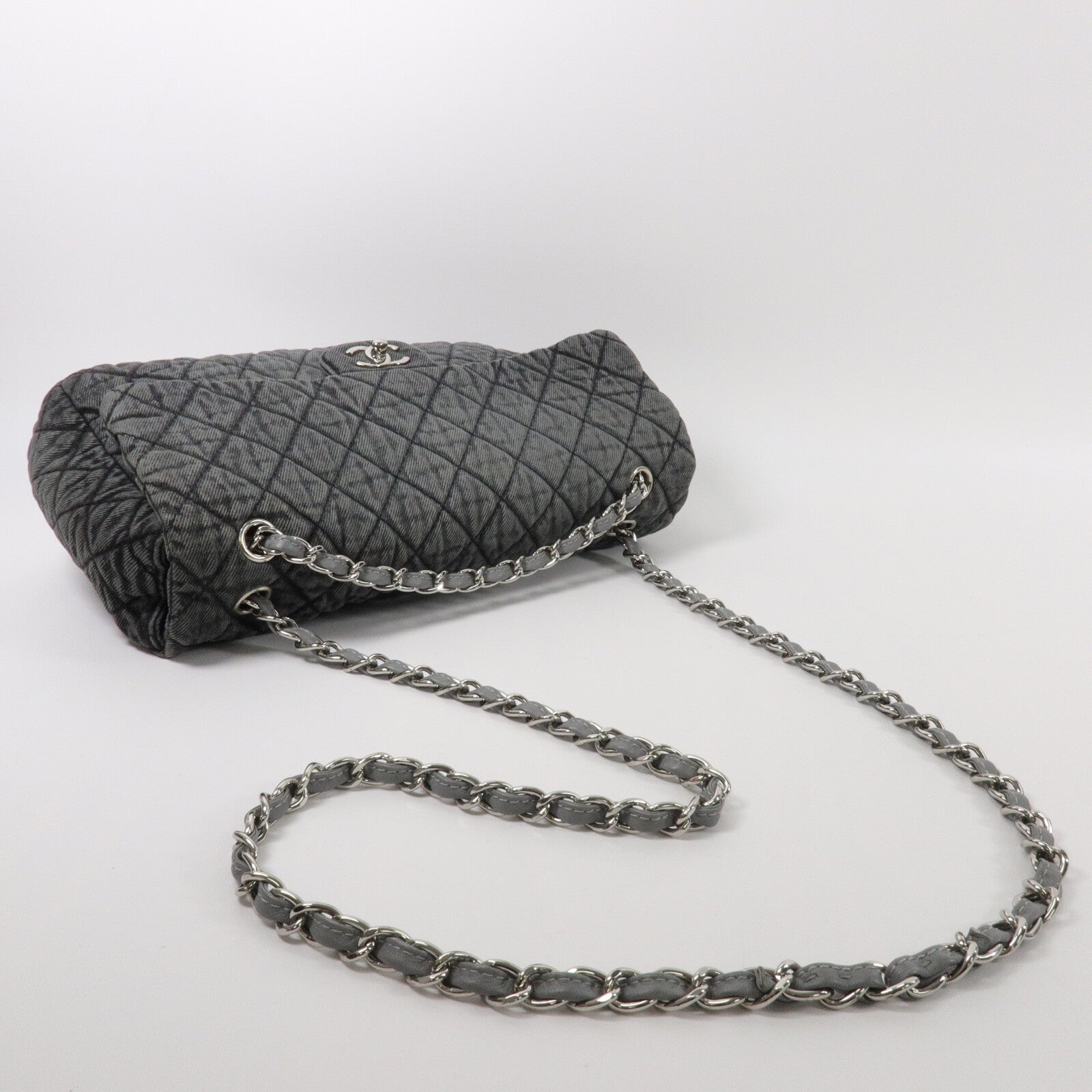 CHANEL 牛仔布Chain Shoulder鏈帶肩背袋