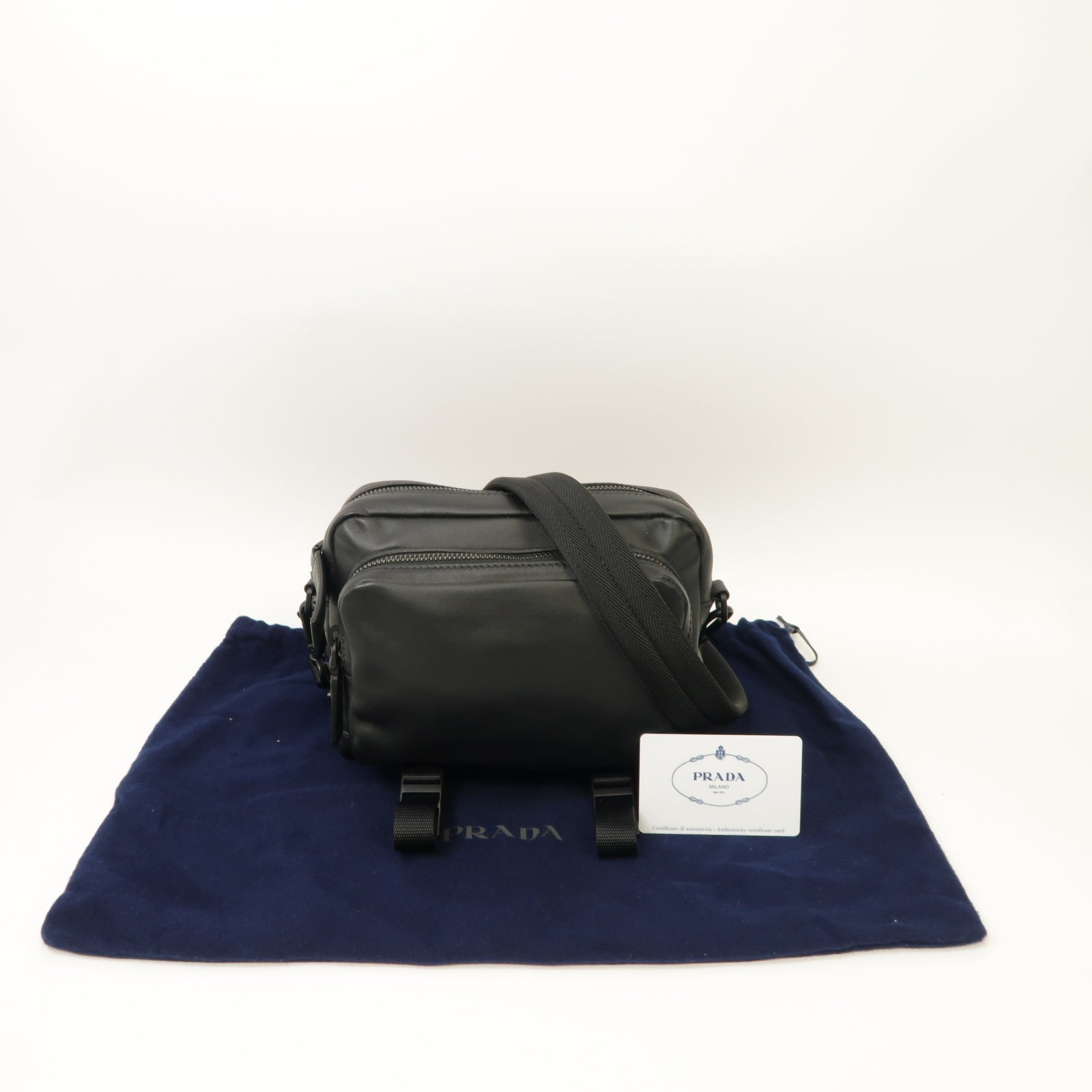 PRADA 牛皮皮革Shoulder Bag肩背袋黑色