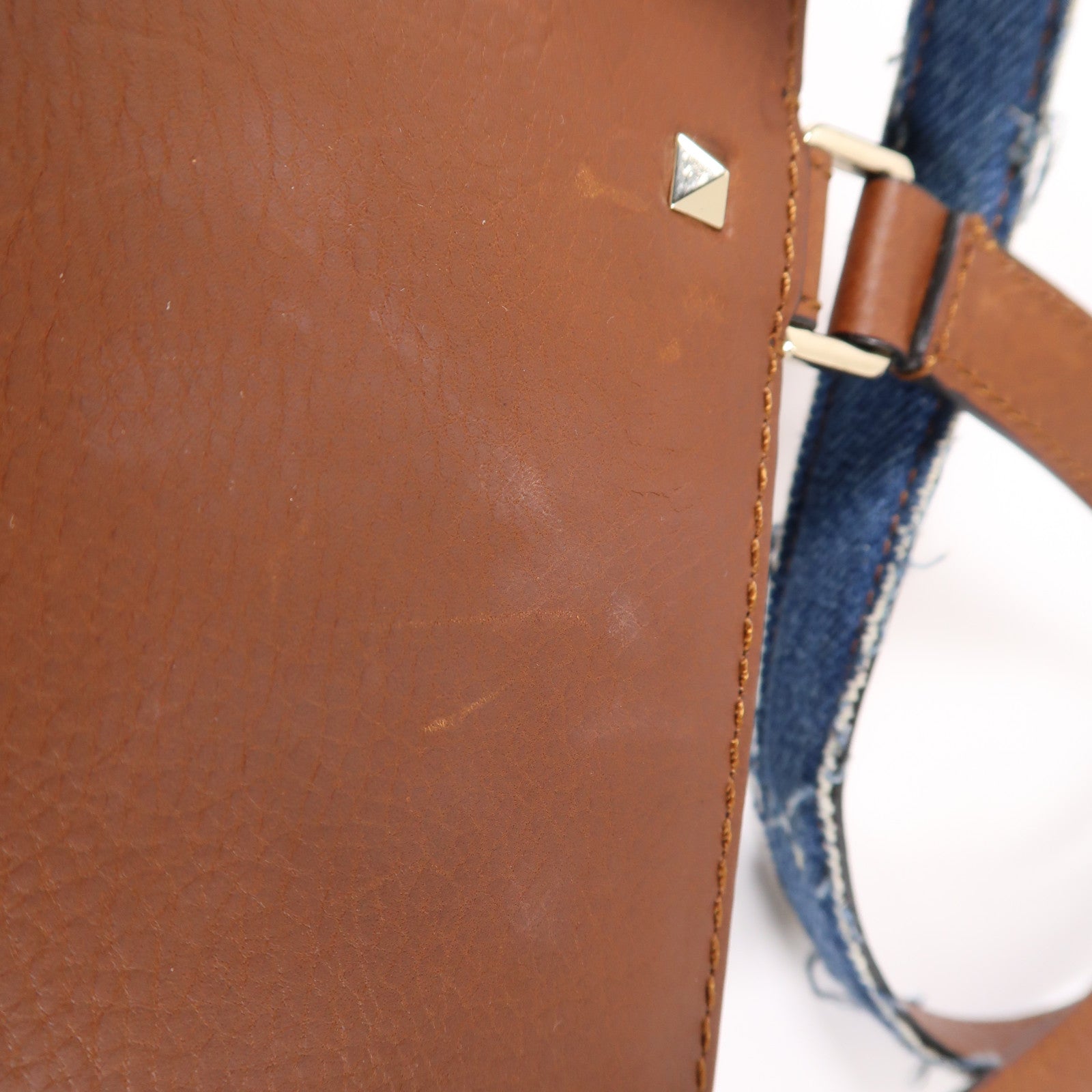 Valentino 牛仔布2 Way Shoulder Bag金扣手挽肩背兩用袋藍色