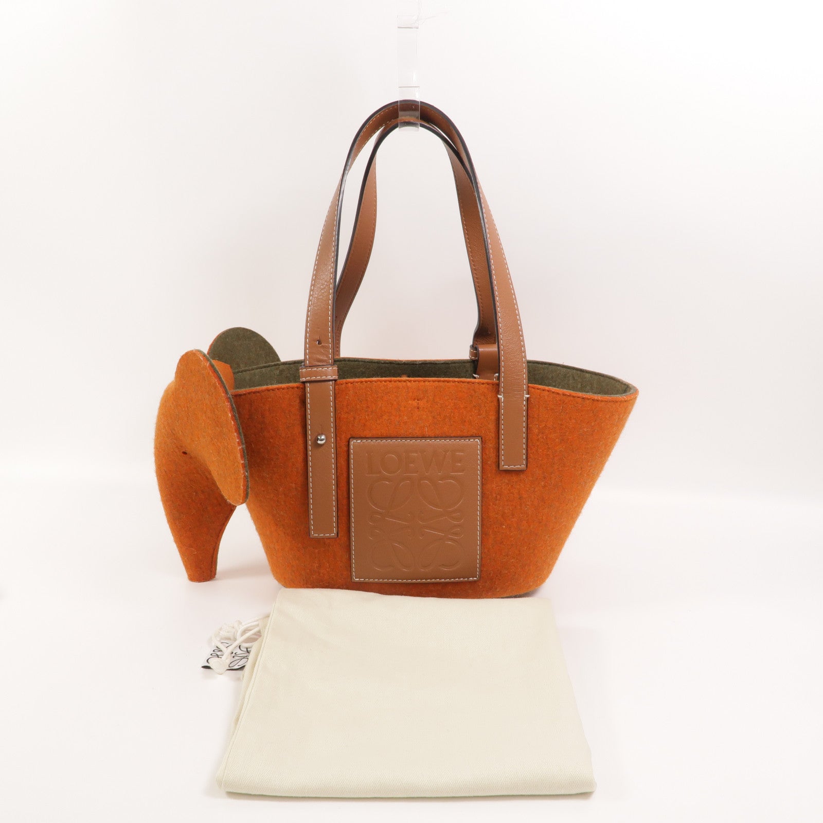 LOEWE Wool Felt/牛皮皮革Basket Small手挽袋
