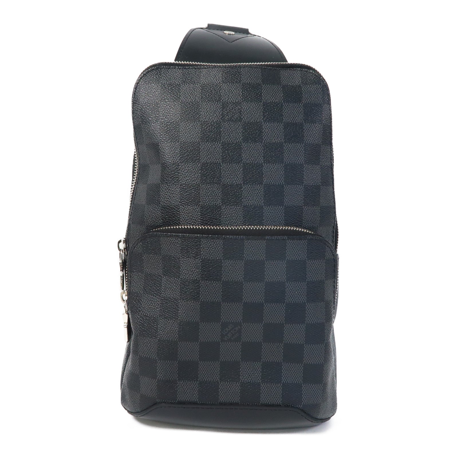 LOUIS VUITTON Damier Graphite Avenue Sling銀扣肩背袋黑色