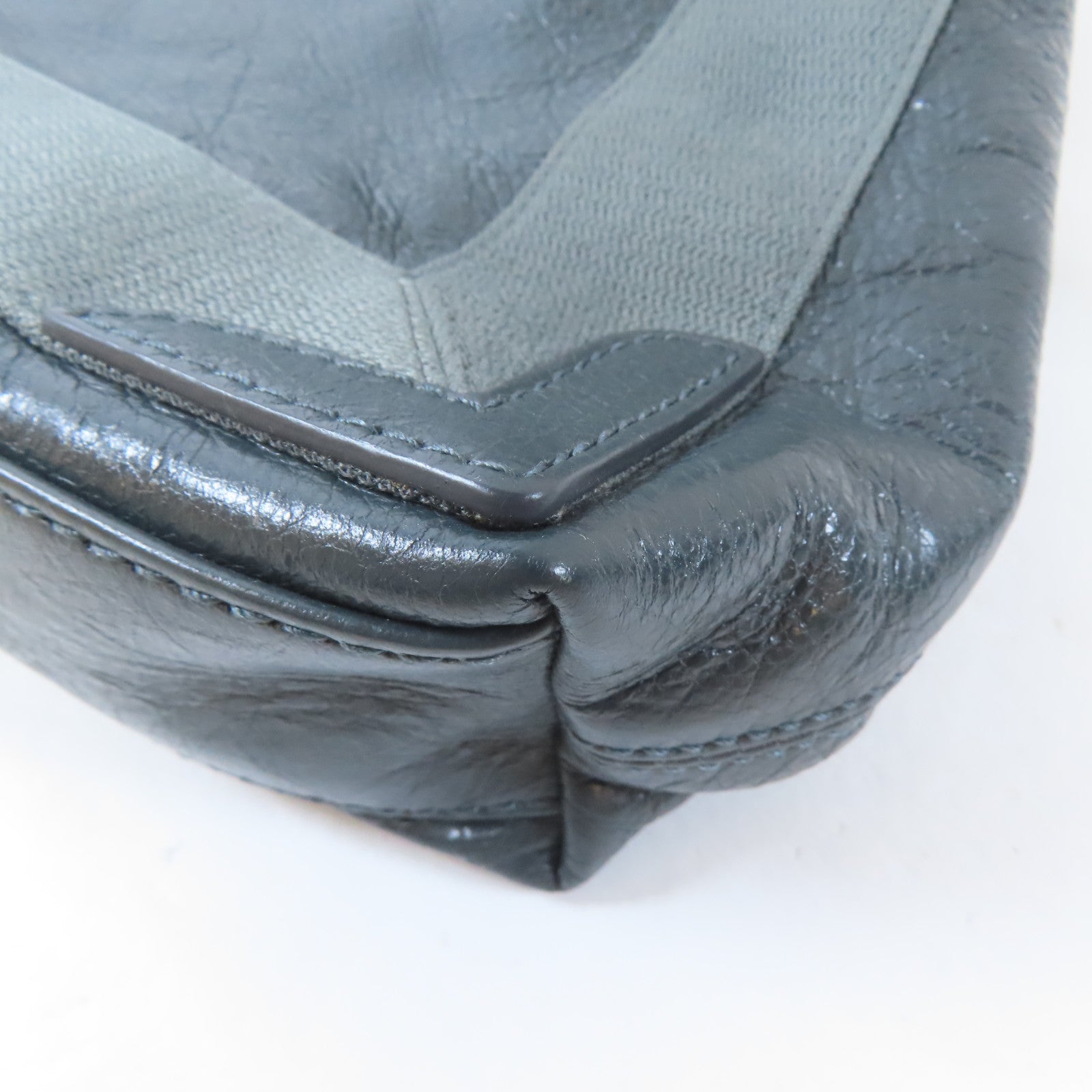 BALENCIAGA 牛皮皮革2 Way Shoulder Bag銀扣手挽肩背兩用袋灰色
