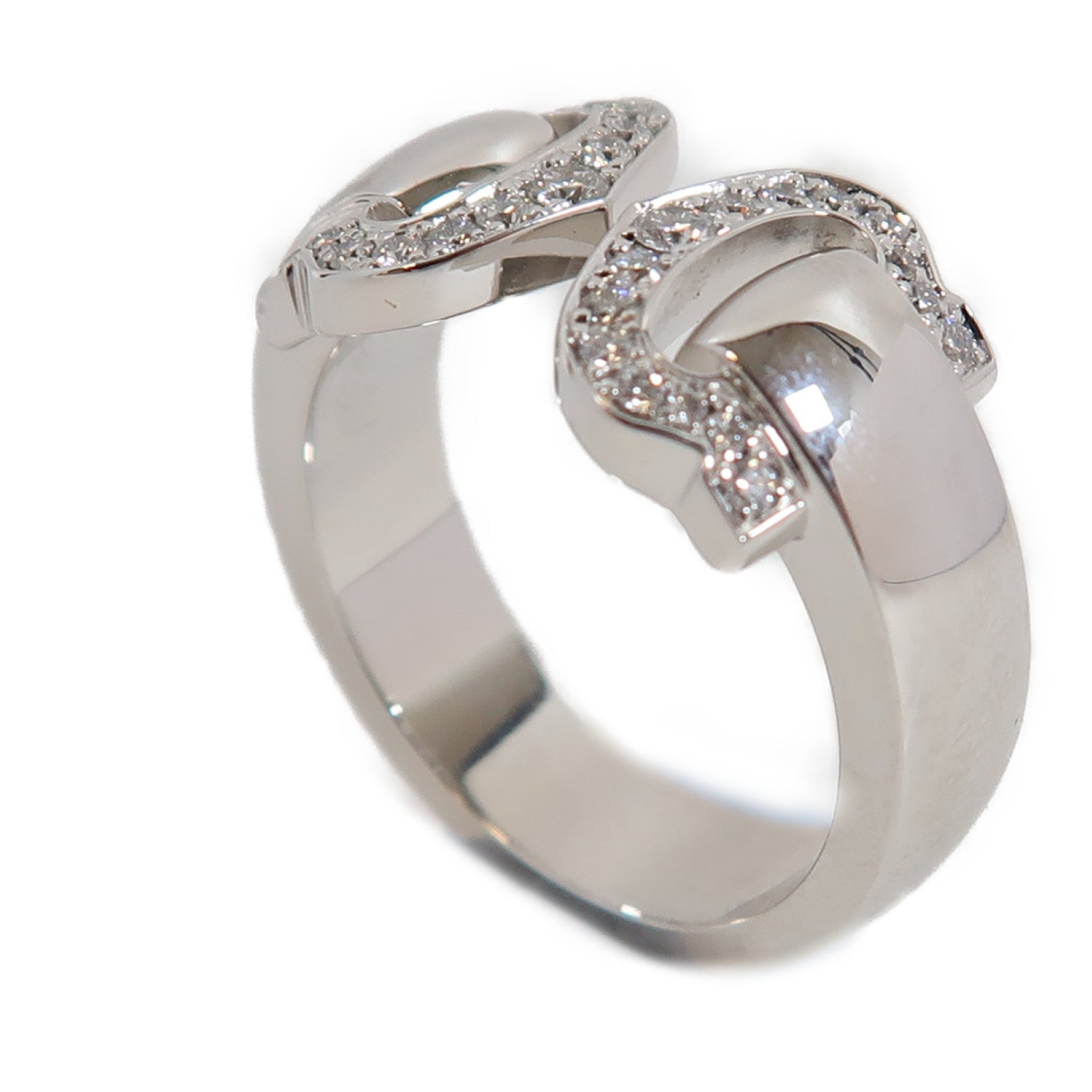 CARTIER 18K白金2C Boucle Ring戒指US#5.25/Cartier#50