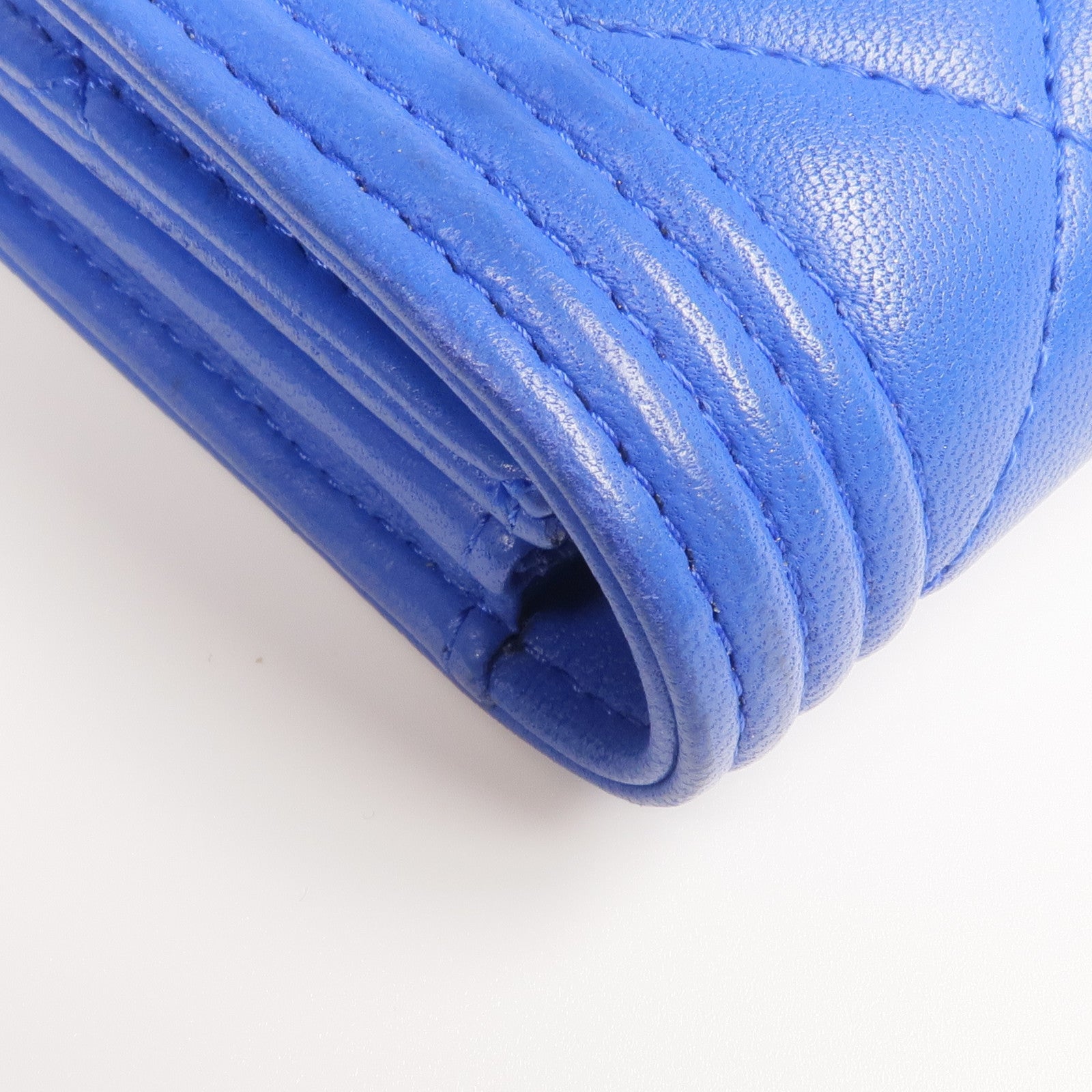 CHANEL 羊皮皮革Boy Long Wallet金扣長錢包