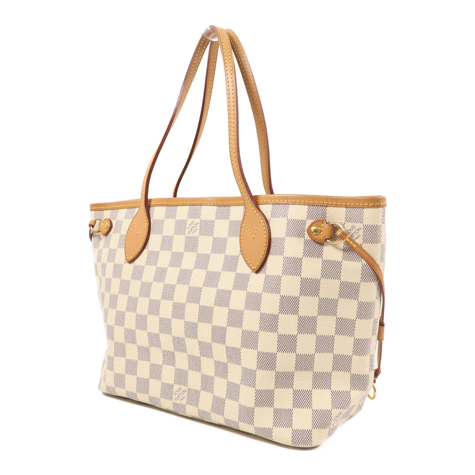 LOUIS VUITTON Damier Azur Neverfull PM金扣手挽袋