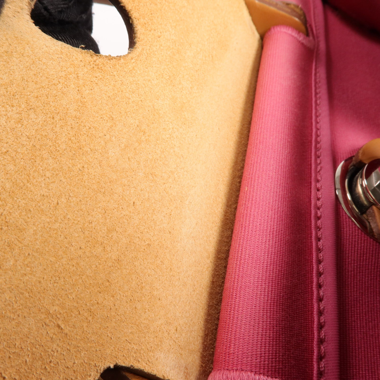 HERMES 帆布Herbag PM銀扣手挽肩背兩用袋Bois de Rose