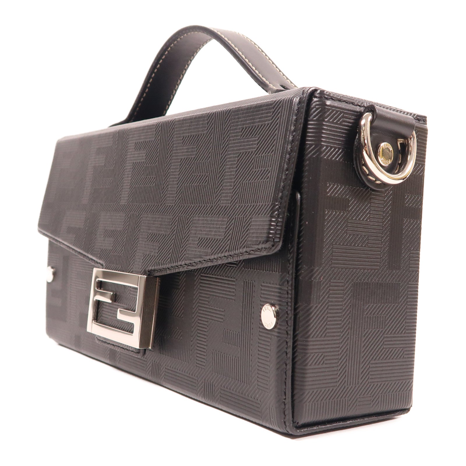 FENDI 牛皮皮革Baguette Soft Trunk銀扣手挽肩背兩用袋