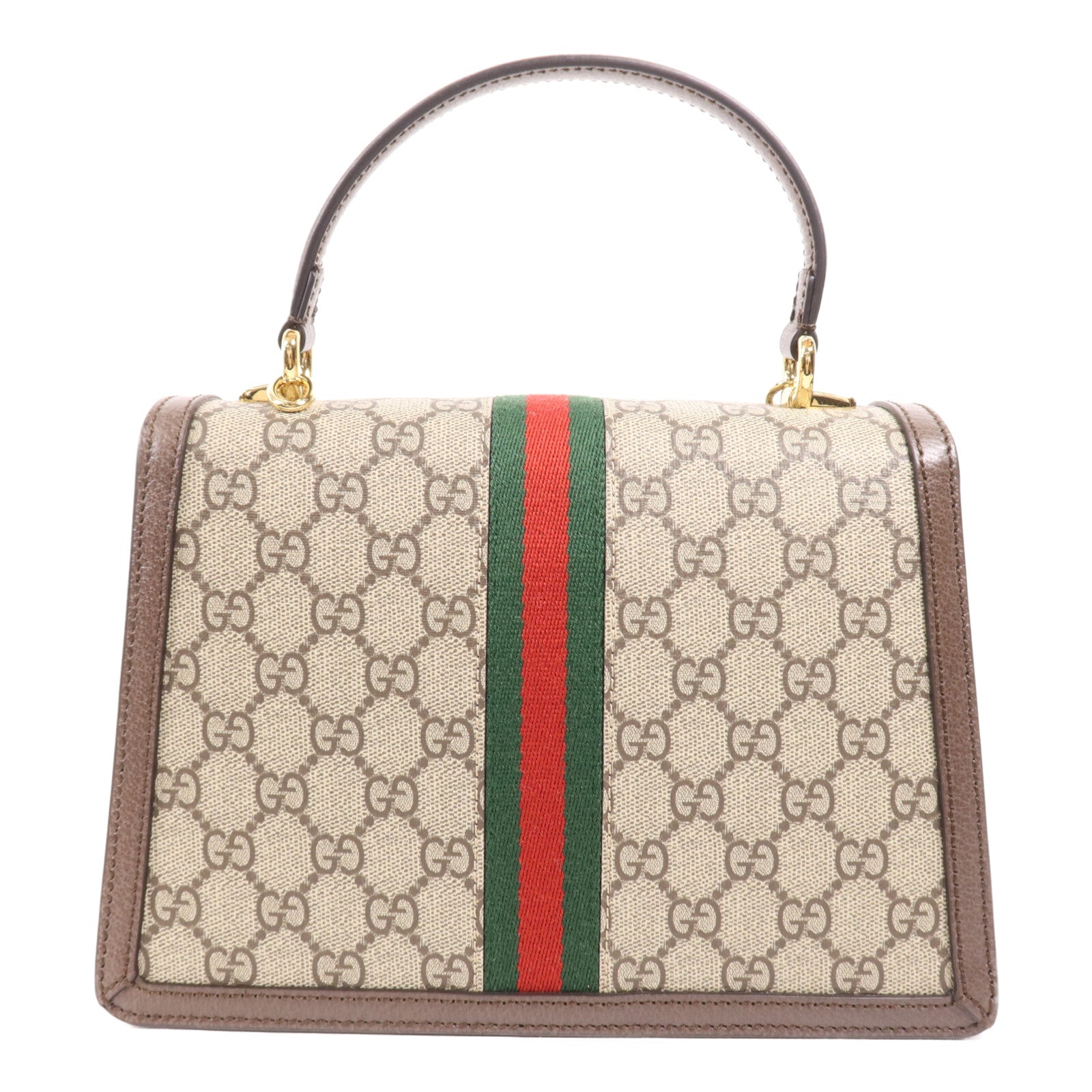 GUCCI 塗層帆布/皮革Medium Top Handle金扣手挽肩背兩用袋
