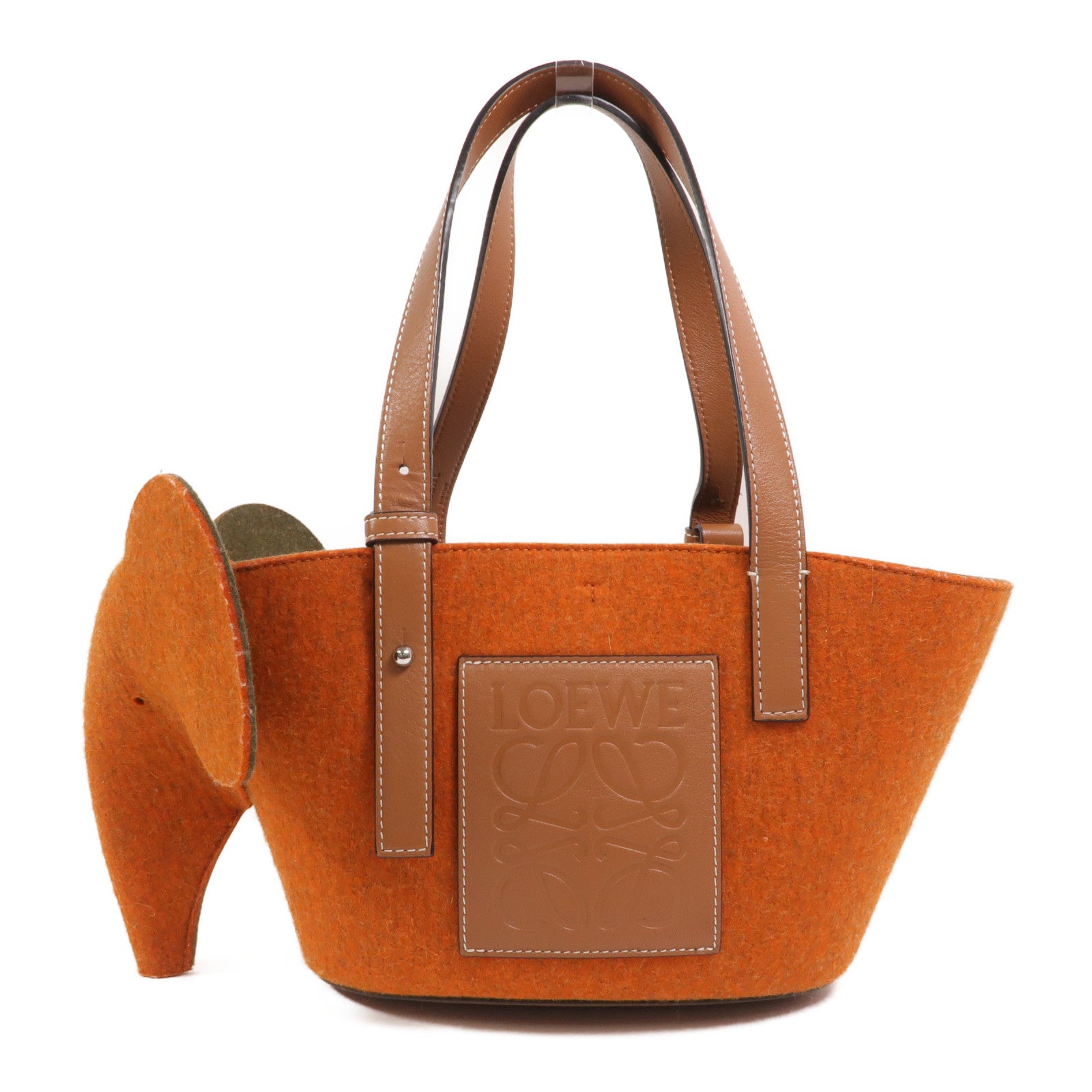 LOEWE Wool Felt/牛皮皮革Basket Small手挽袋