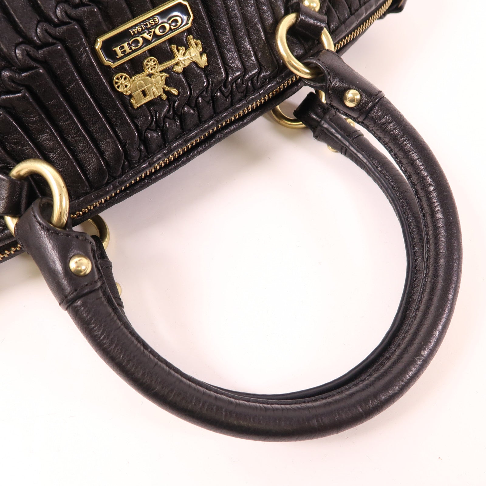 COACH 牛皮皮革Hand Bag金扣手挽袋