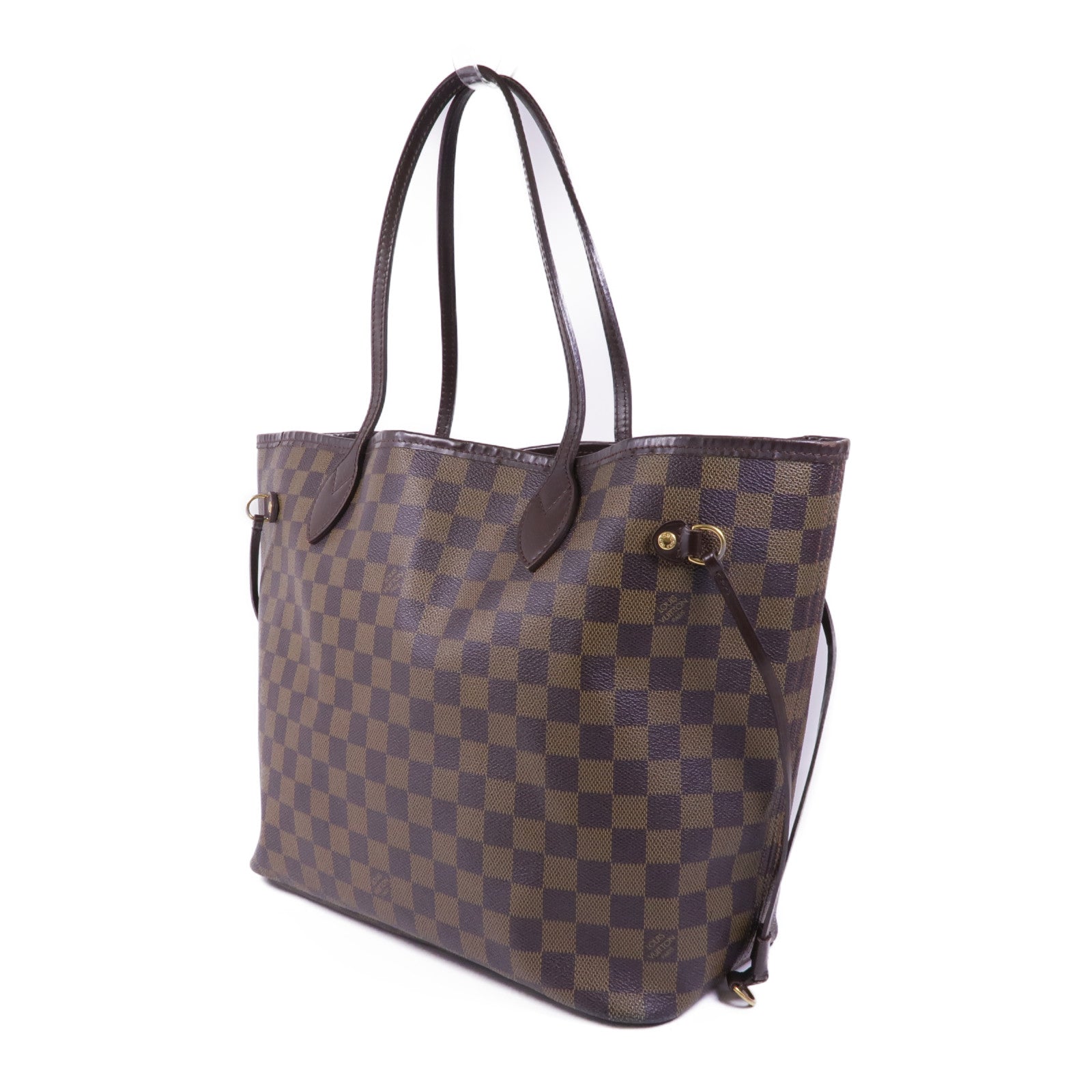 LOUIS VUITTON Damier Neverfull MM金扣肩背袋/手挽袋