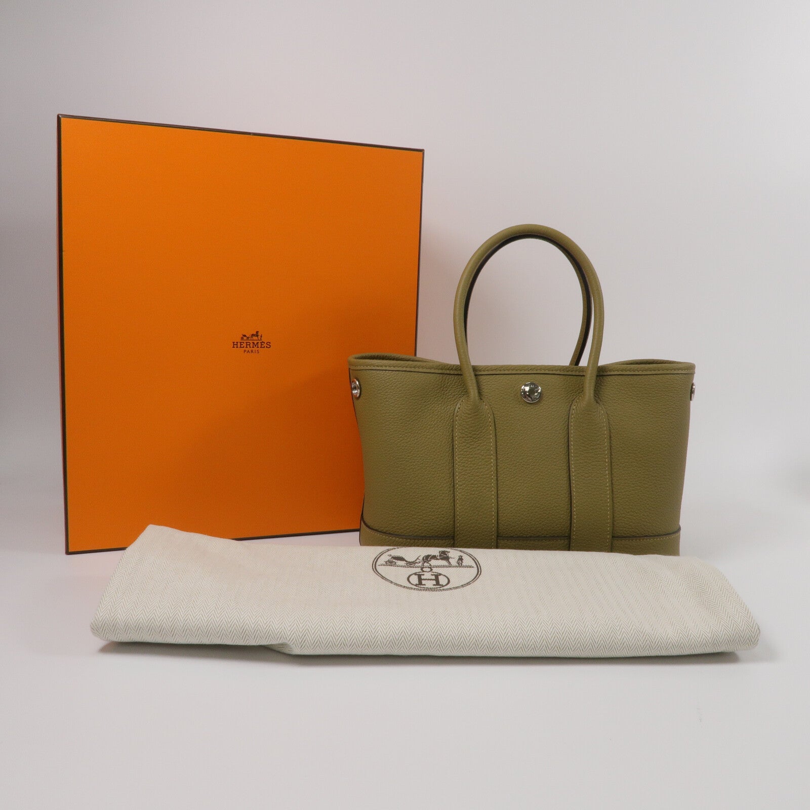 HERMES Negonda皮革Mini Garden Party手挽袋Dune