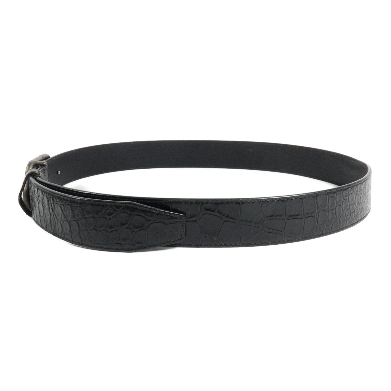 BALENCIAGA 壓花皮革BB Large Belt In Black皮帶