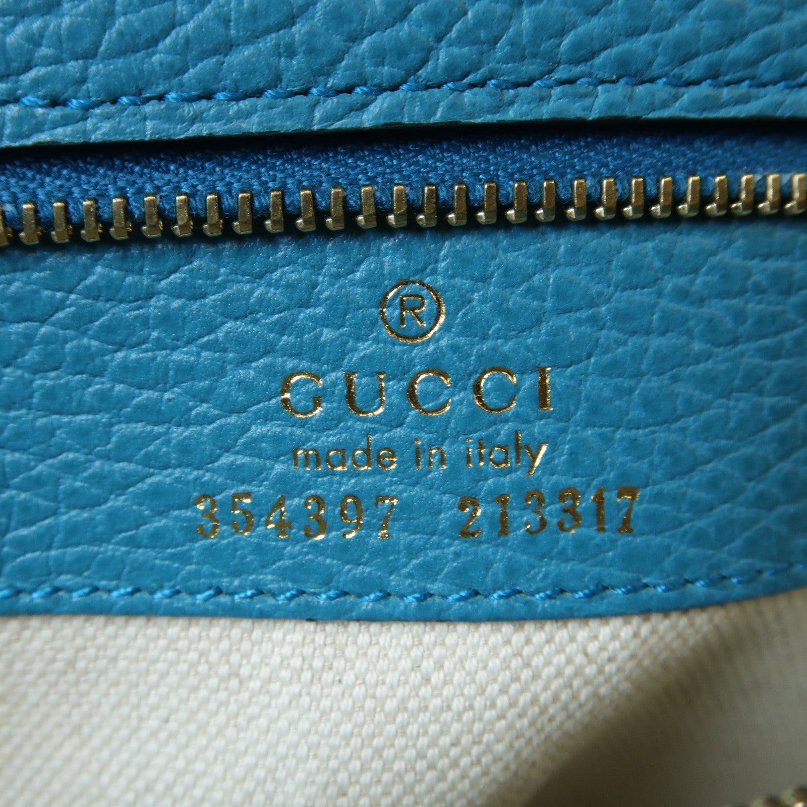 GUCCI 牛皮皮革Swing Large Tote金扣肩背袋藍色