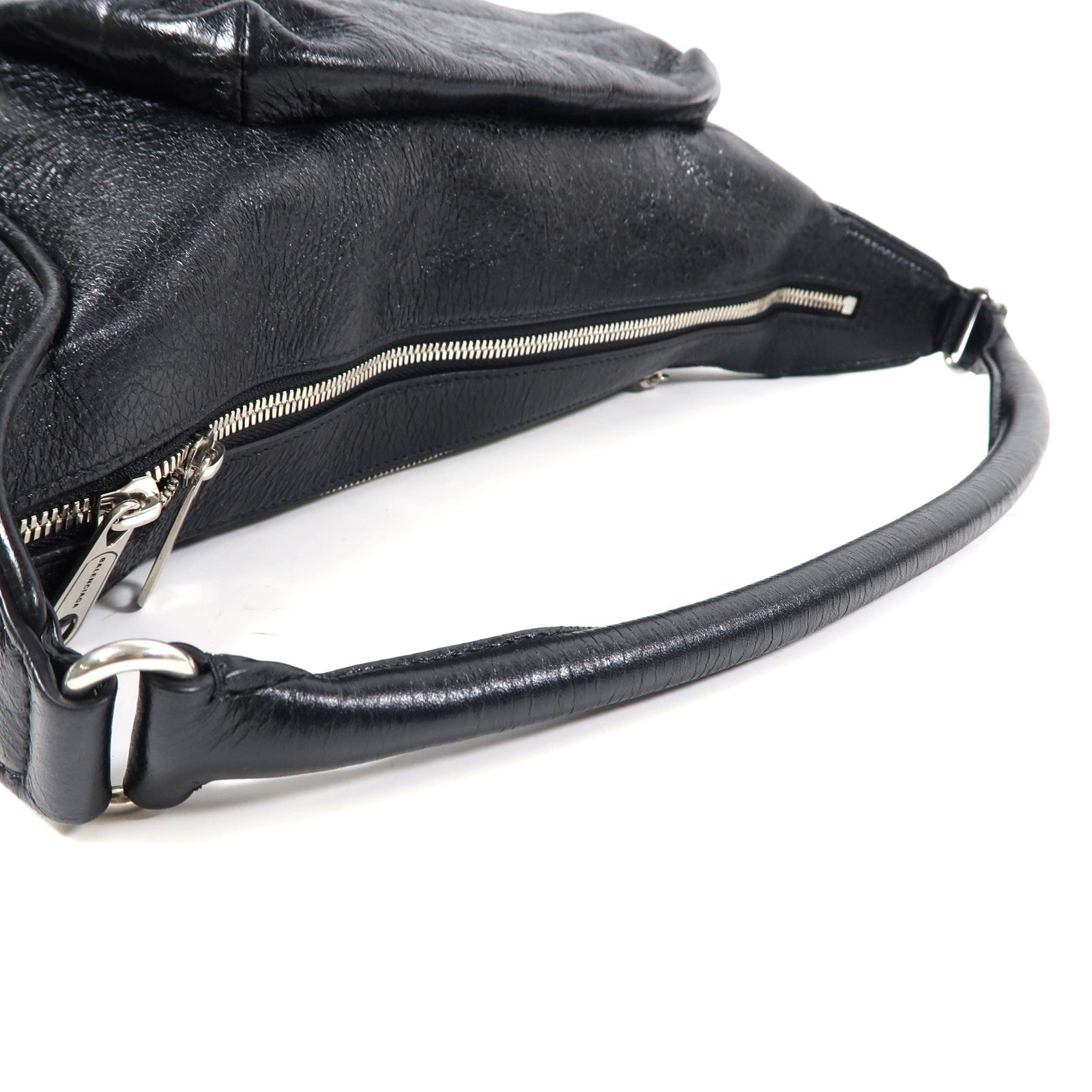 BALENCIAGA 【激減優惠】羊皮皮革Shoulder Bag銀扣肩背袋黑色