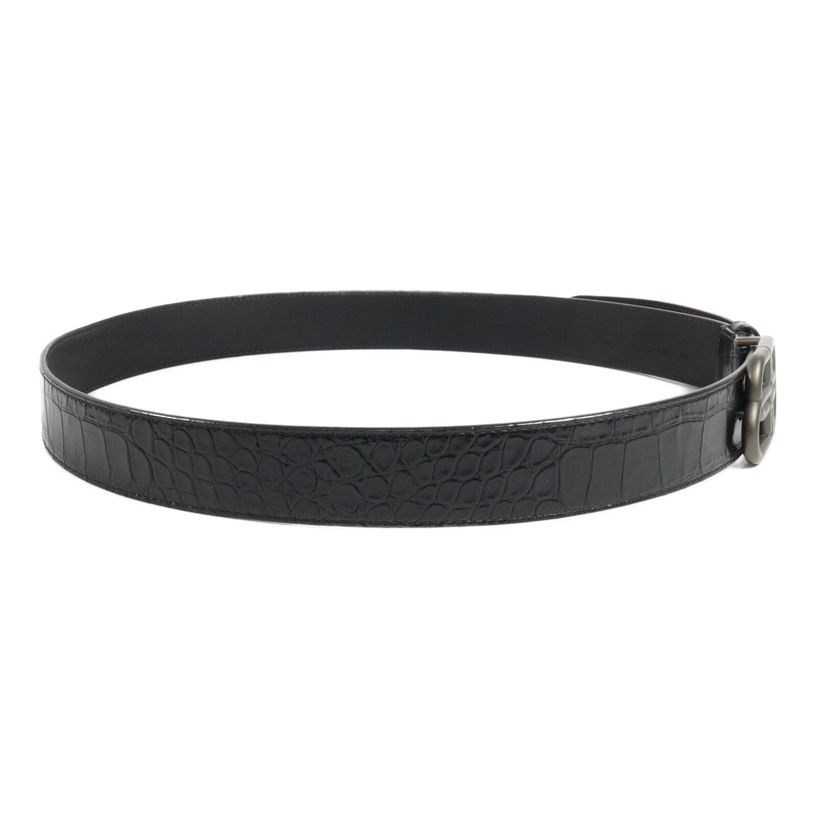 BALENCIAGA 壓花皮革BB Large Belt In Black皮帶