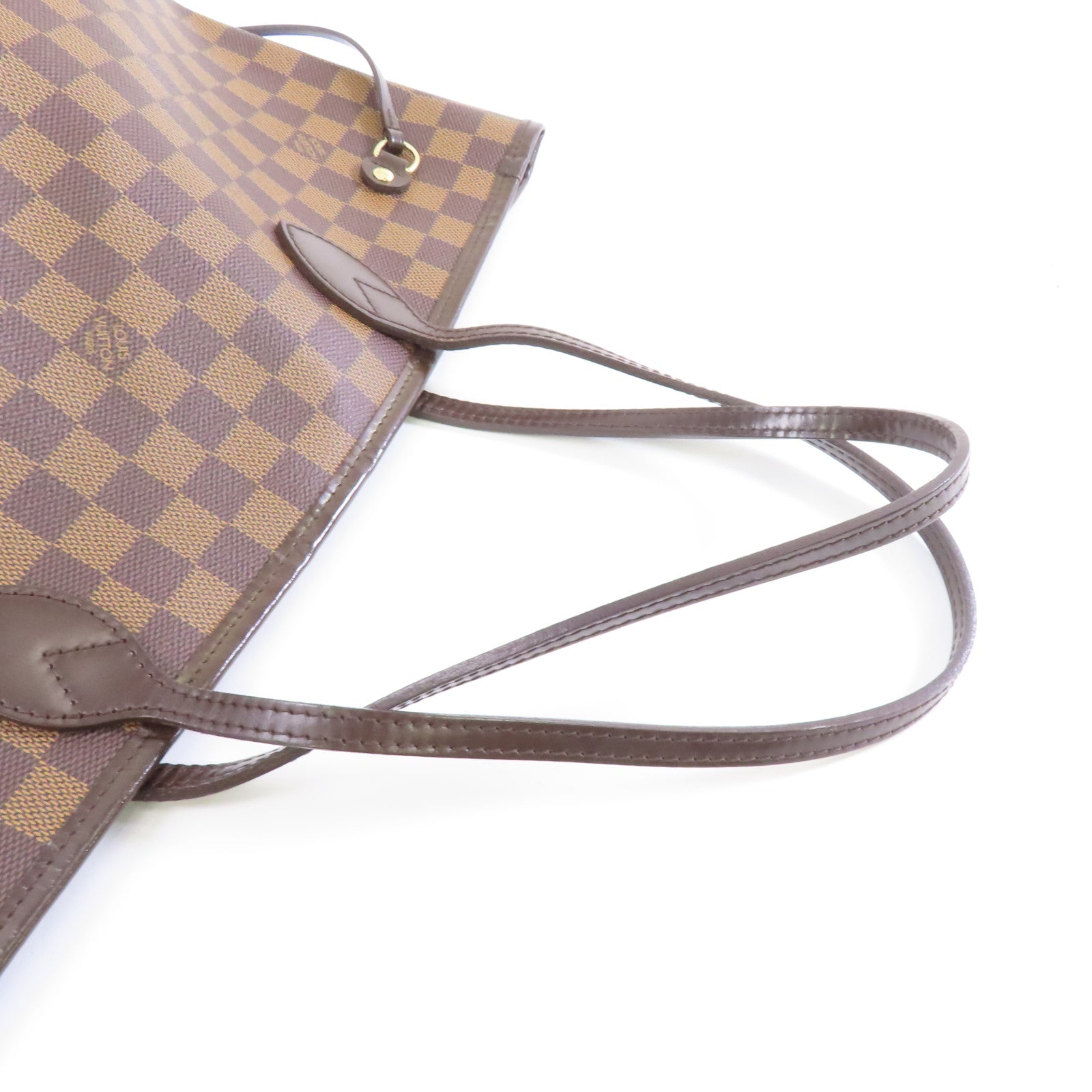 LOUIS VUITTON Damier Neverfull MM金扣手挽袋啡色