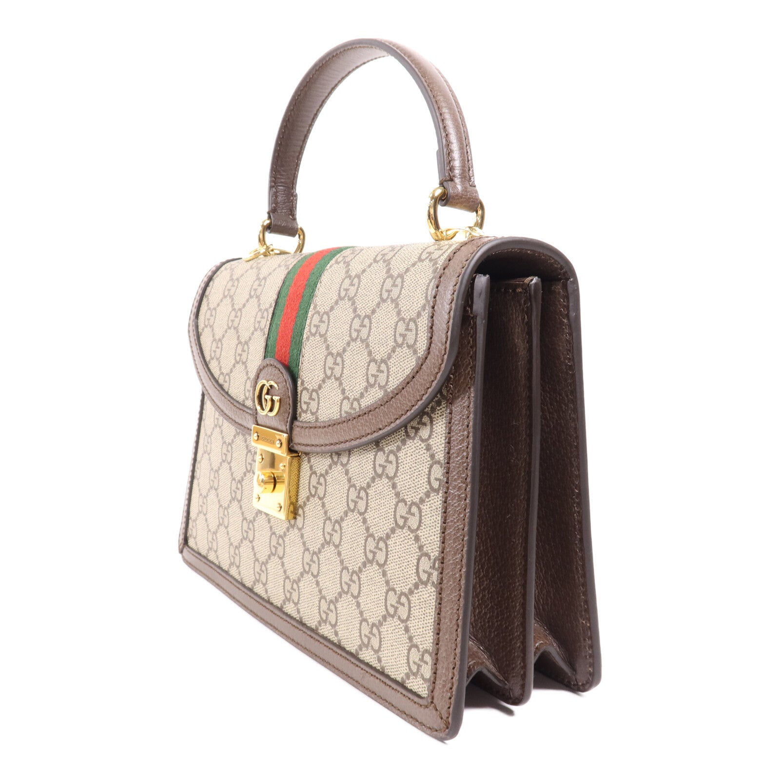GUCCI 塗層帆布/皮革Medium Top Handle金扣手挽肩背兩用袋