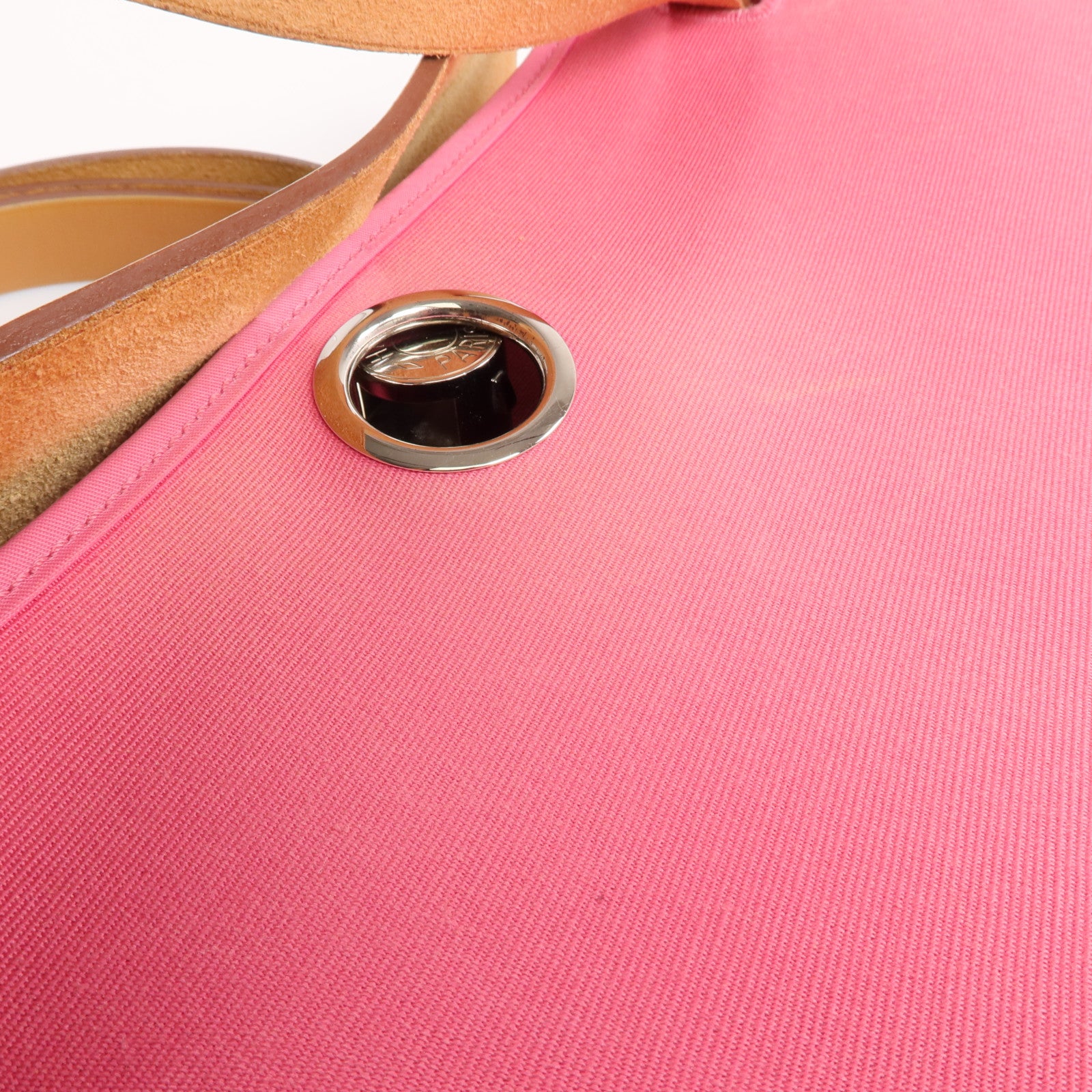 HERMES 帆布Herbag PM銀扣手挽肩背兩用袋Bois de Rose