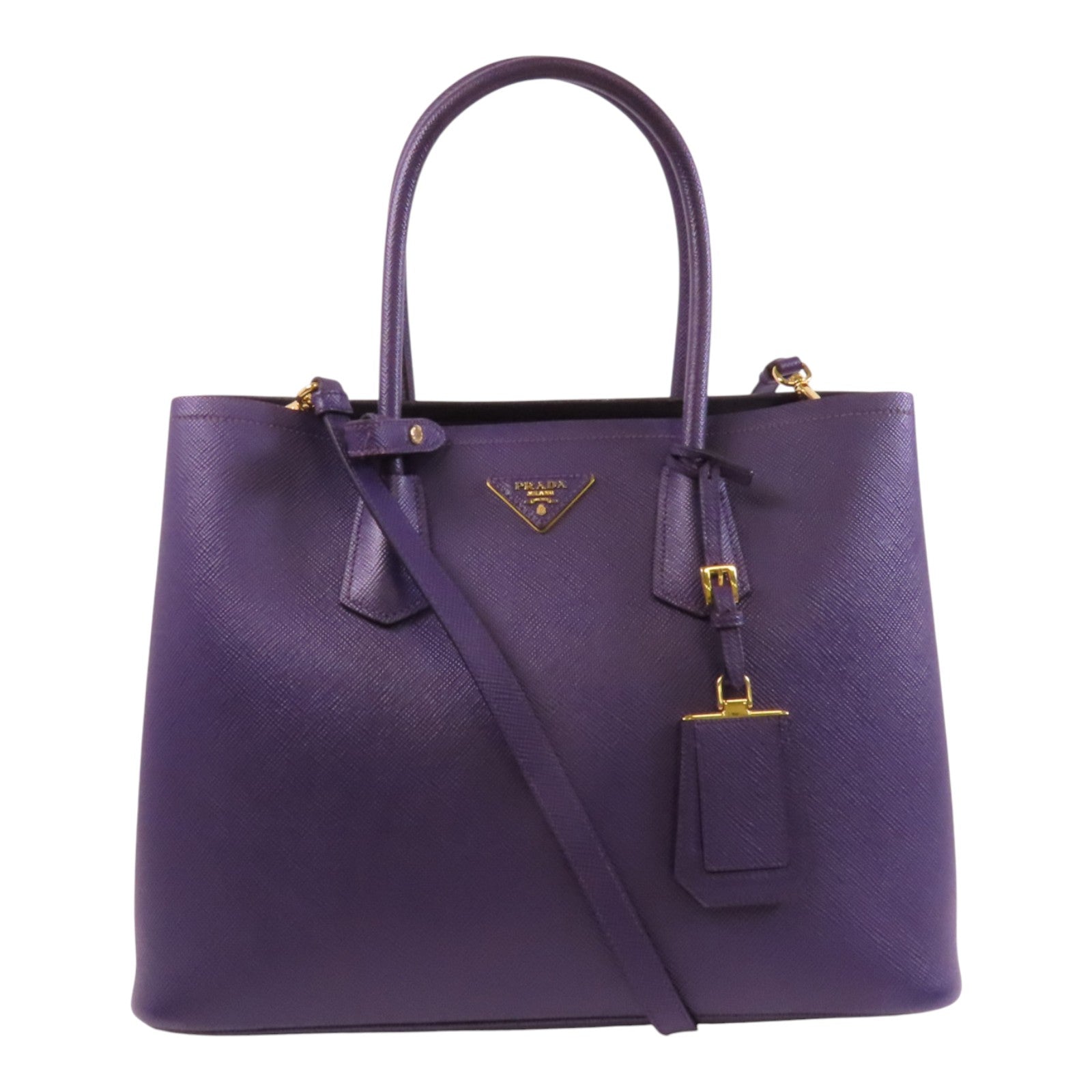 PRADA Saffiano皮革Double金扣手挽肩背兩用袋