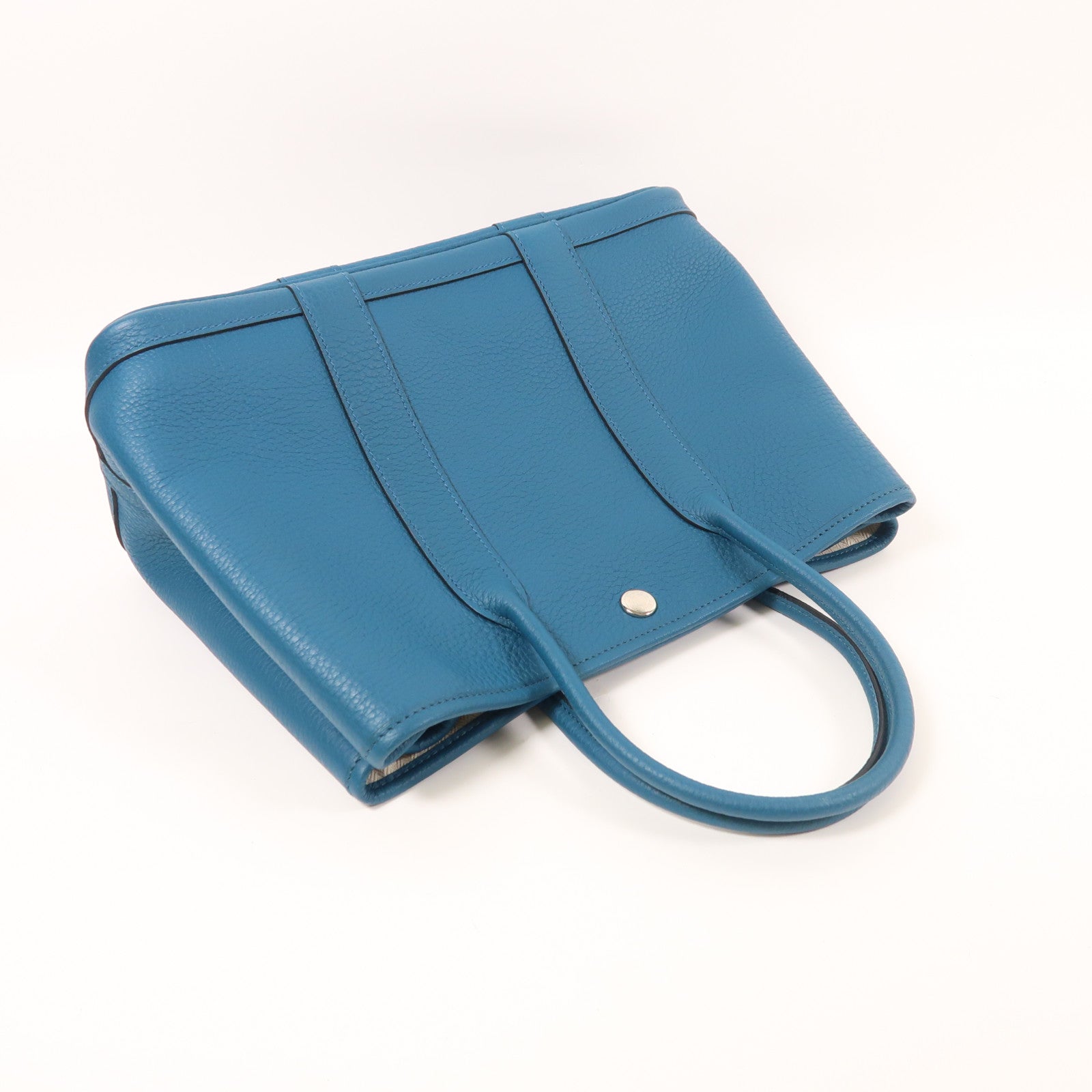 HERMES Clemence皮革Garden Party TPM銀扣手挽袋1P Colvert