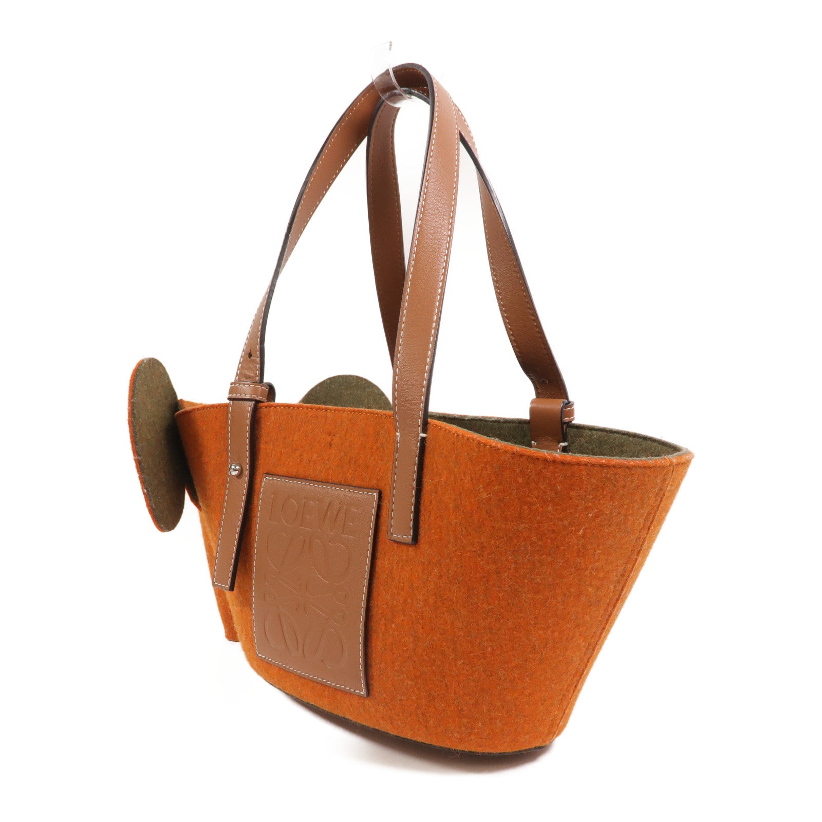 LOEWE Wool Felt/牛皮皮革Basket Small手挽袋