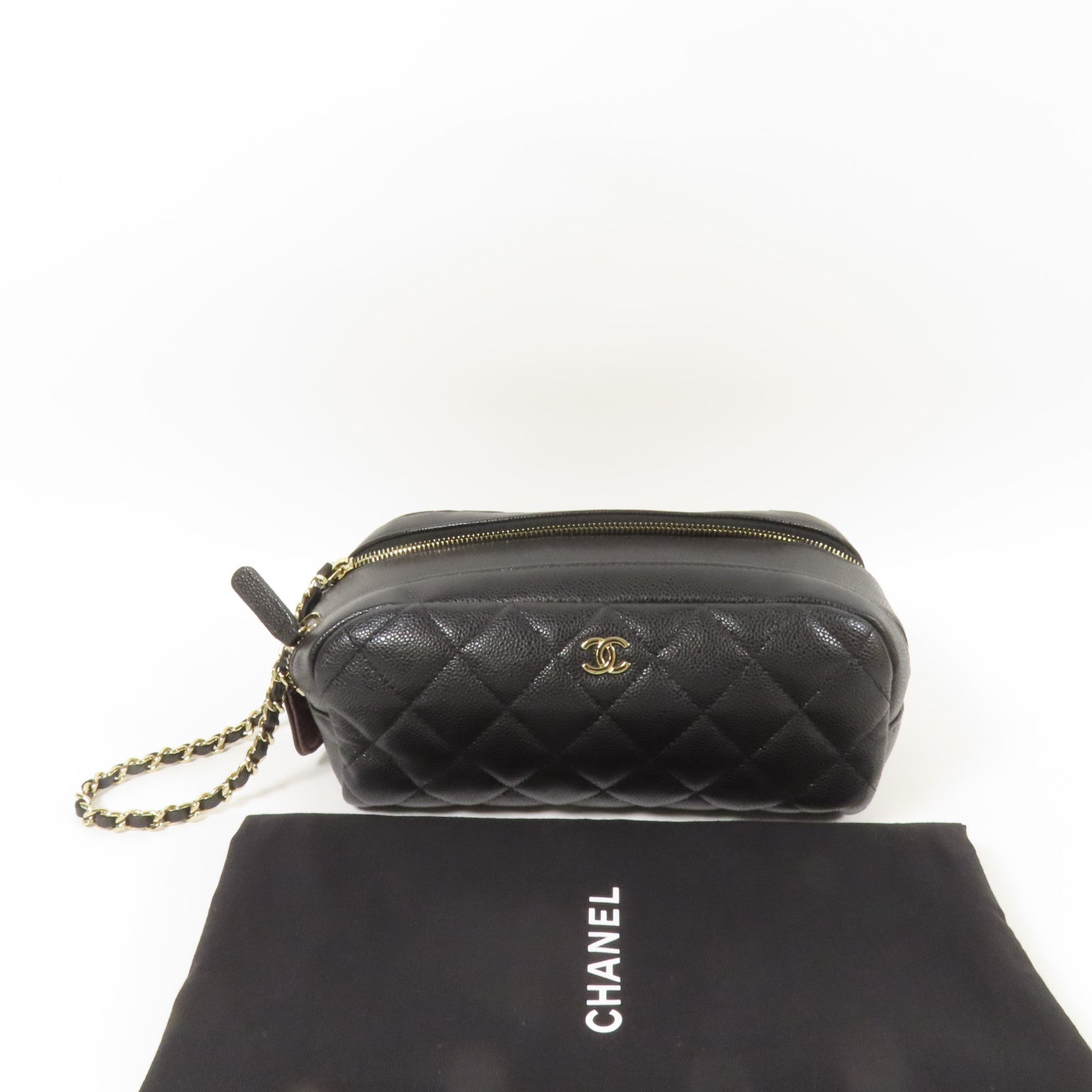 CHANEL 牛皮皮革Cosmetic Pouch金扣手拿包