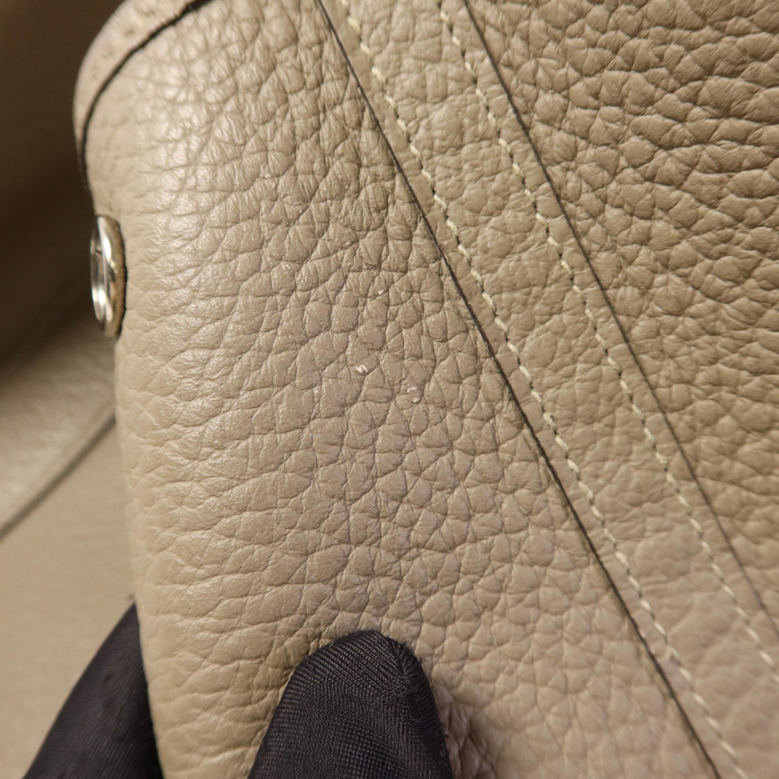 HERMES Country皮革Garden Party PM銀扣手挽袋Gris Asphalt