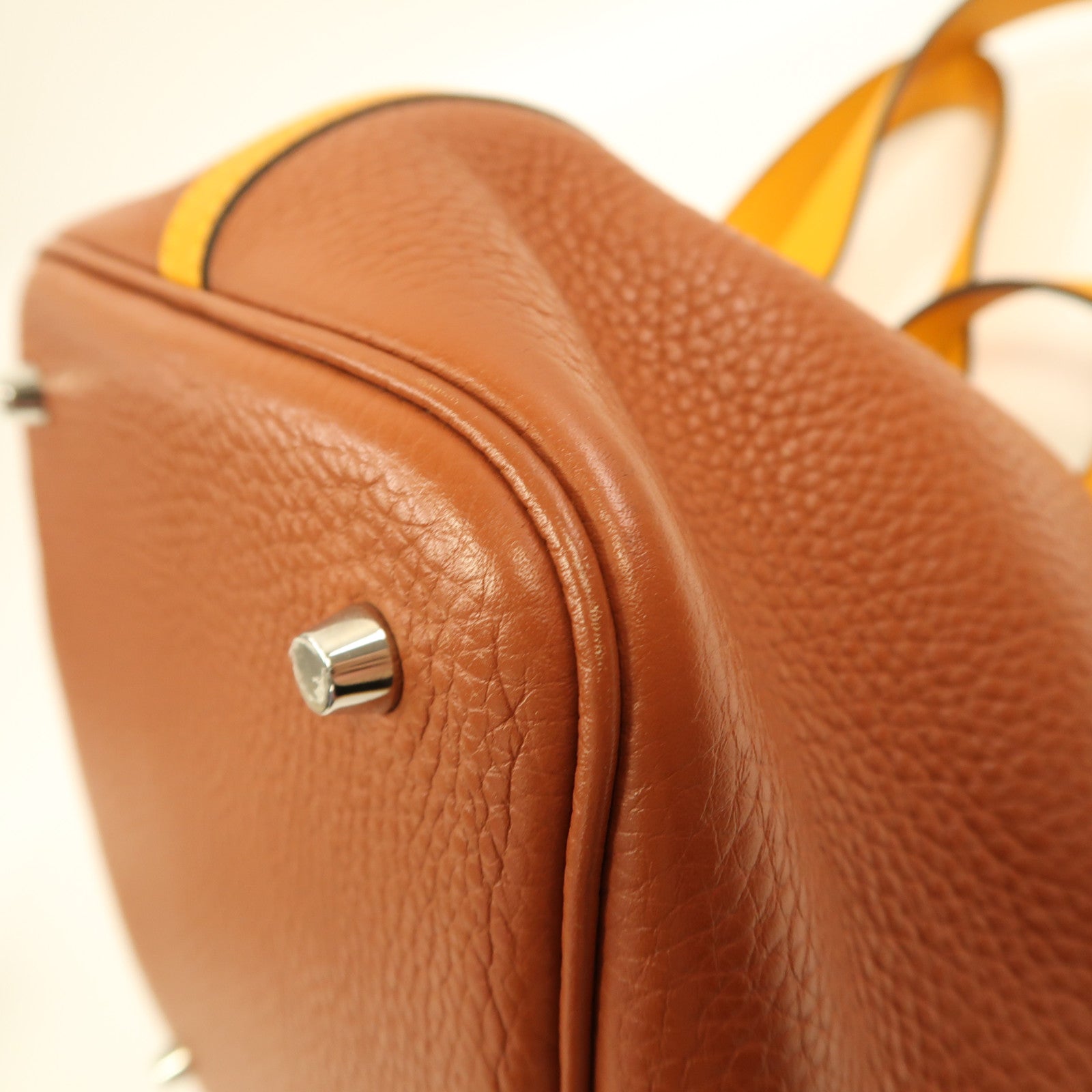 HERMES PHW Picotin MM Handbag Clemence Leather Cuivre/Jaune D'or