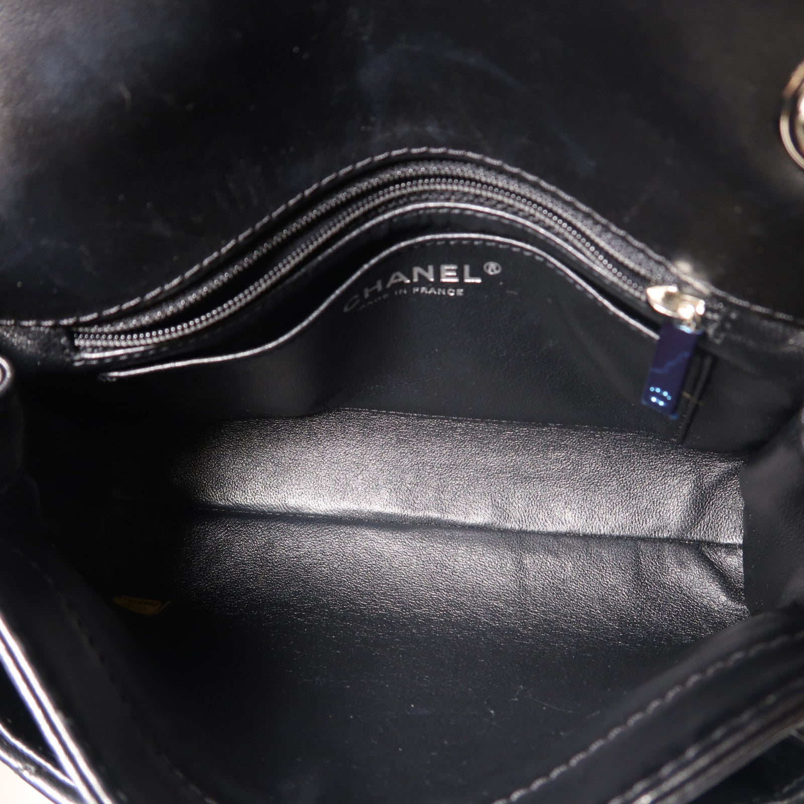 CHANEL 菱格羊皮皮革Chain Shoulder銀扣鏈帶肩背袋黑色