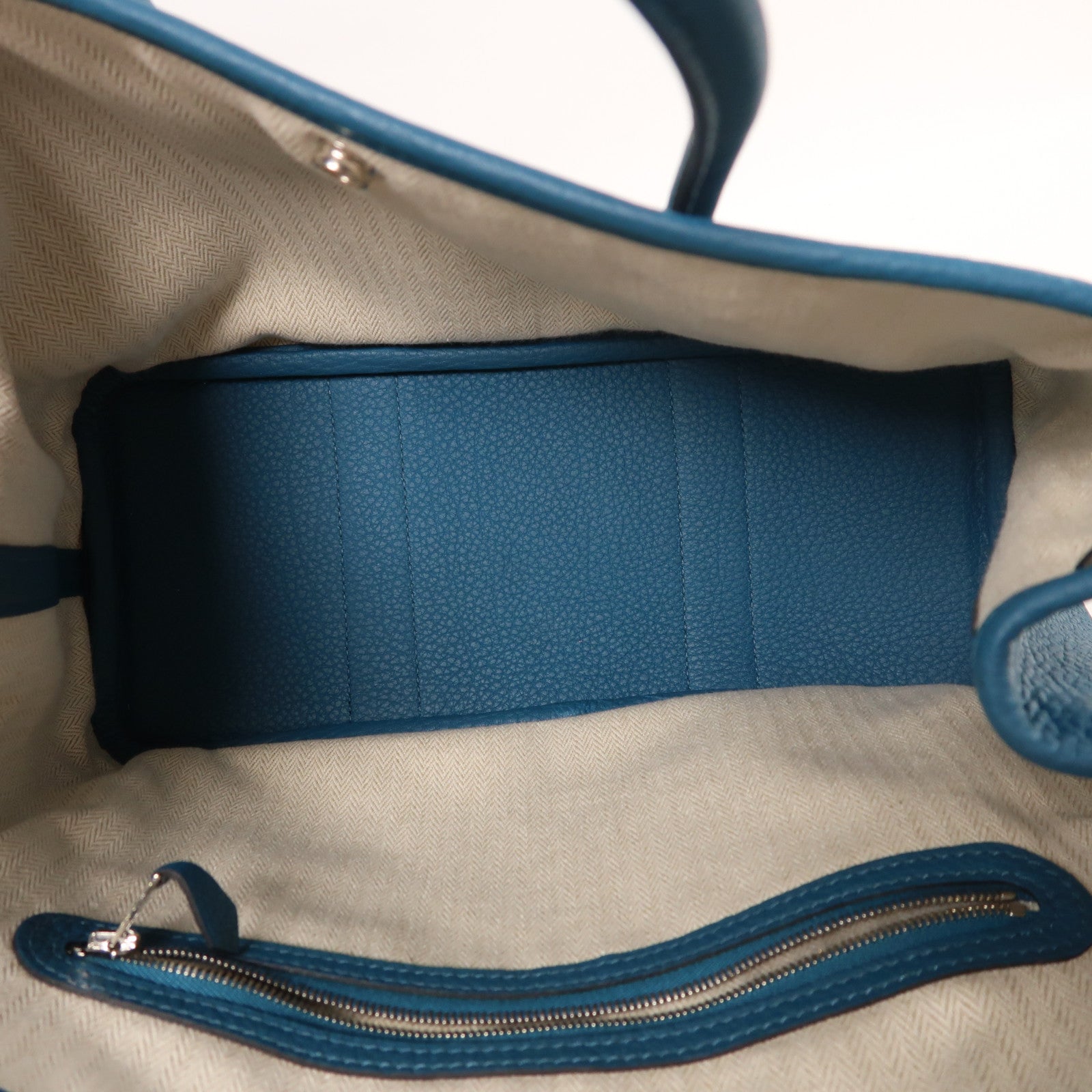 HERMES Clemence皮革Garden Party TPM銀扣手挽袋1P Colvert