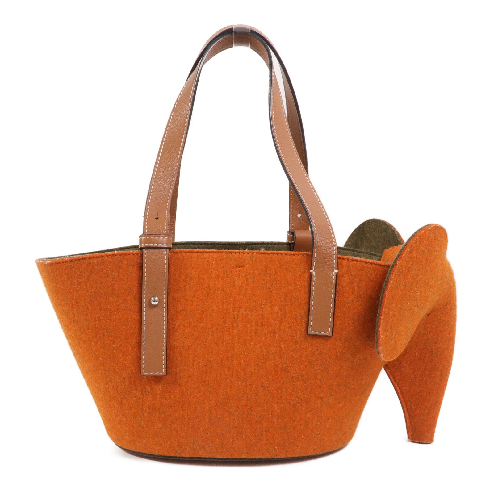 LOEWE Wool Felt/牛皮皮革Basket Small手挽袋