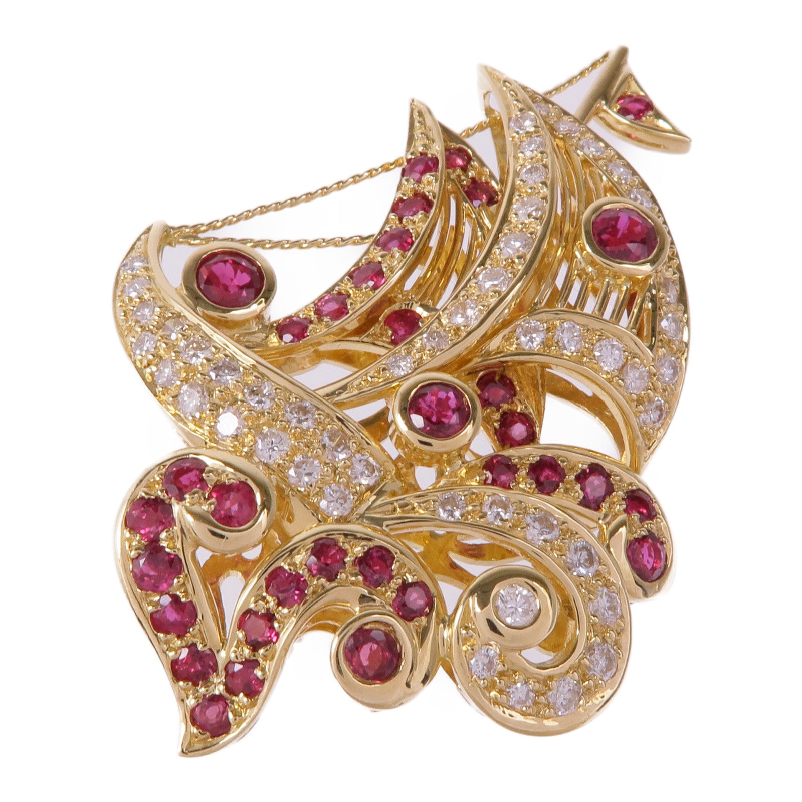 JEWELRY 18K黃金Ruby Diamond Brooch紅寶石/鑽石胸針