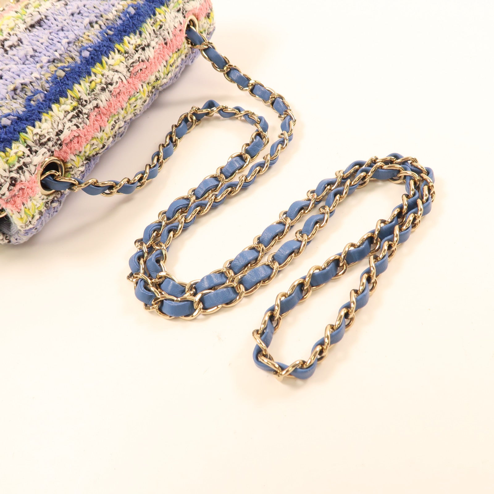CHANEL 斜紋軟呢Classic Flap 20cm金扣鏈帶肩背袋