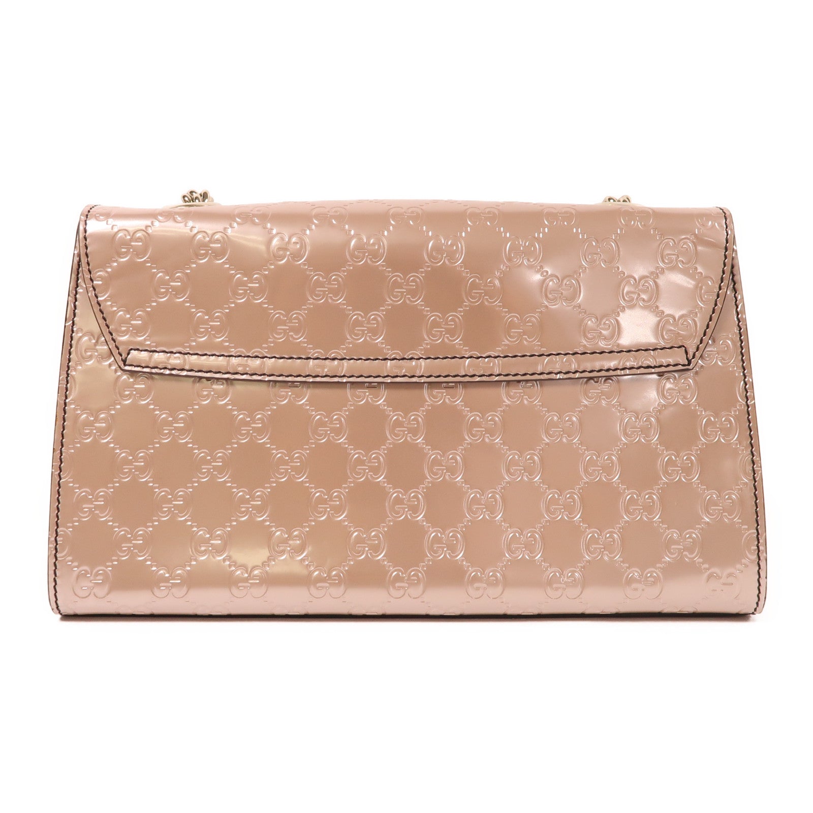 GUCCI 皮革Emily金扣鏈帶肩背袋粉紅色