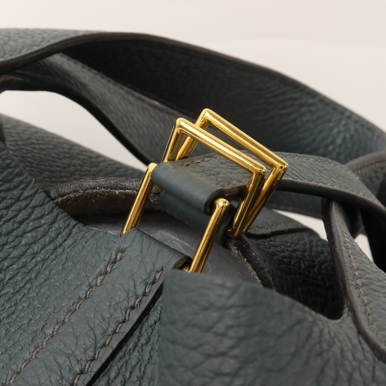 HERMES Clemence皮革Picotin MM扣手挽袋Bleu Orage