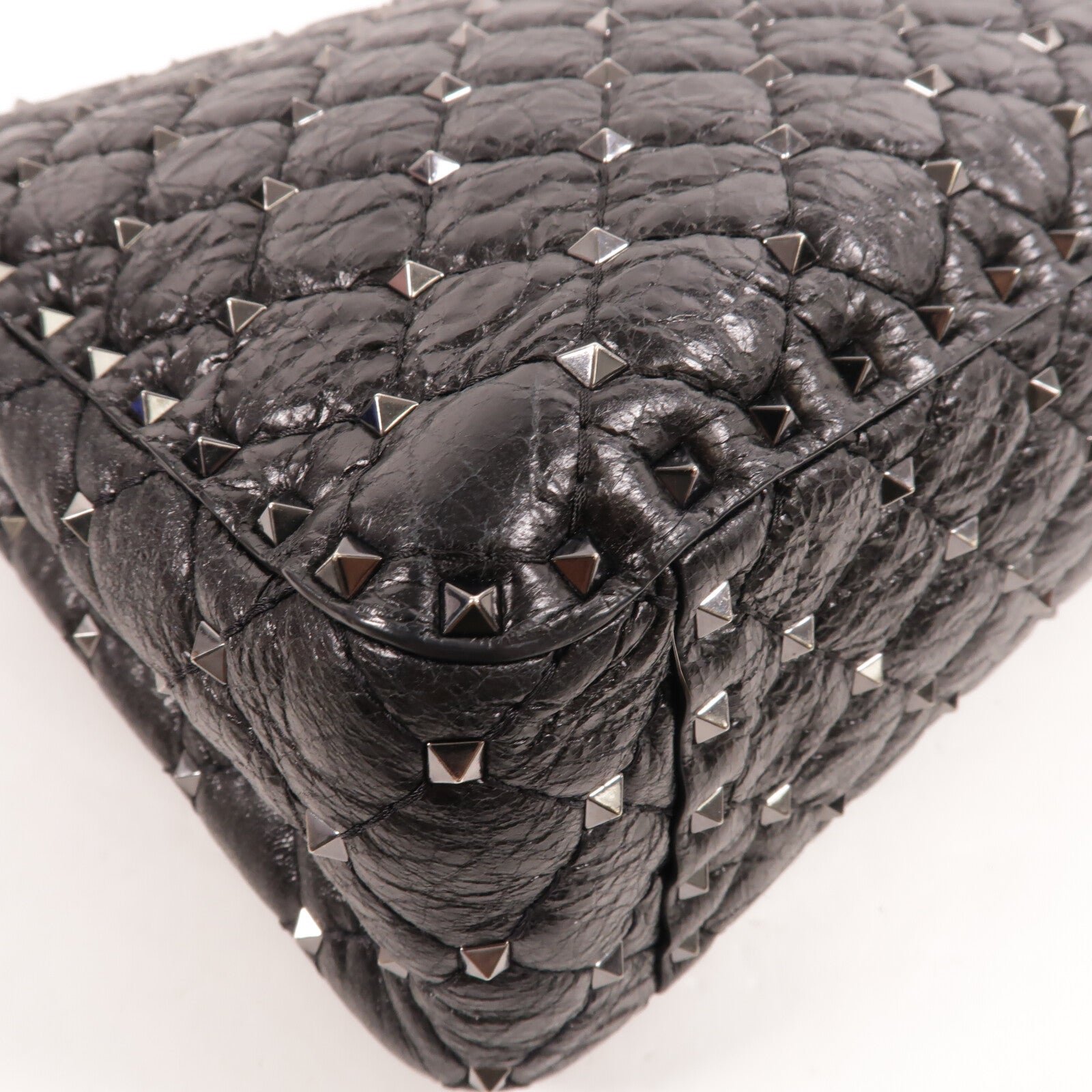 Valentino 皮革Rockstud Spike Chain Shoulder手挽肩背兩用袋