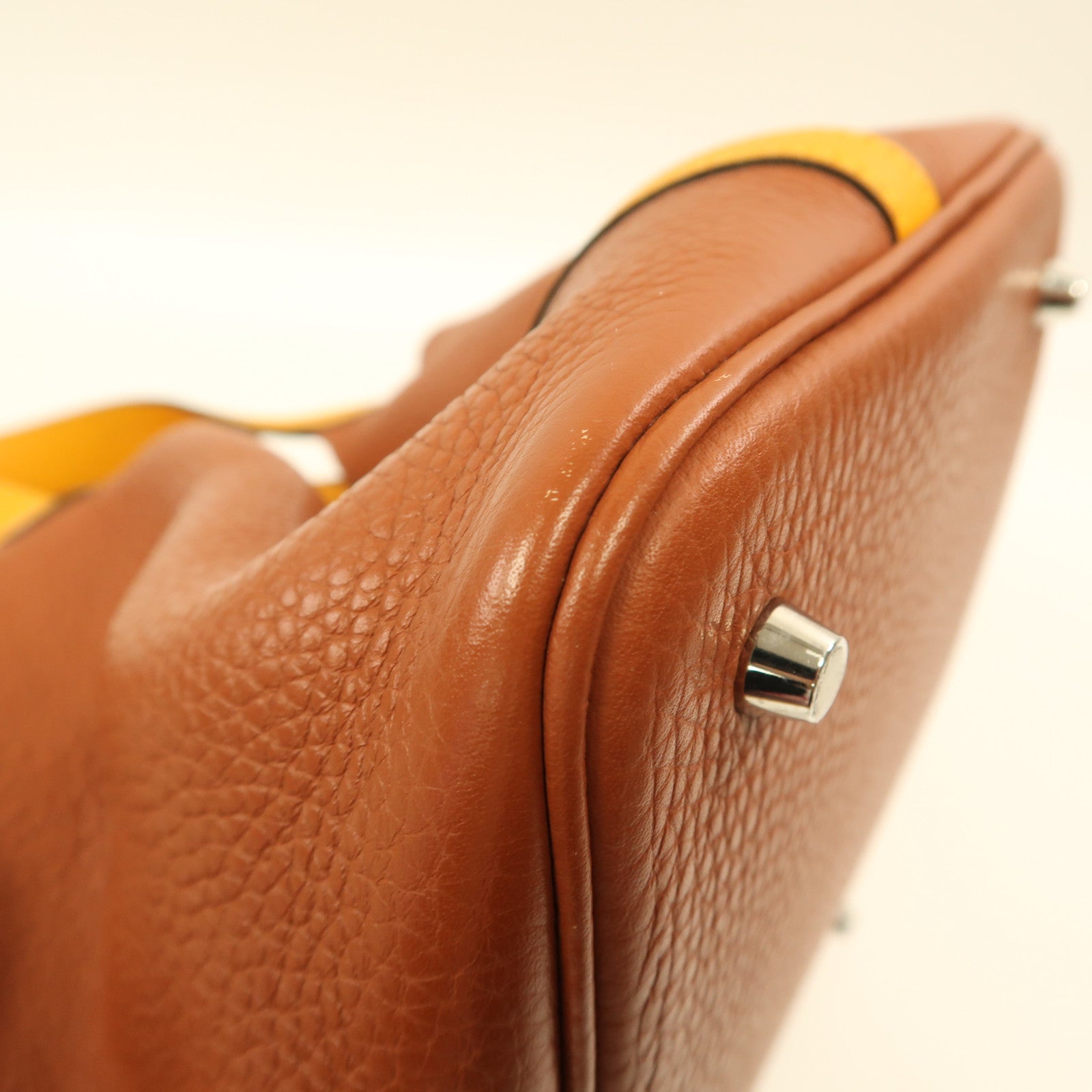 HERMES PHW Picotin MM Handbag Clemence Leather Cuivre/Jaune D'or